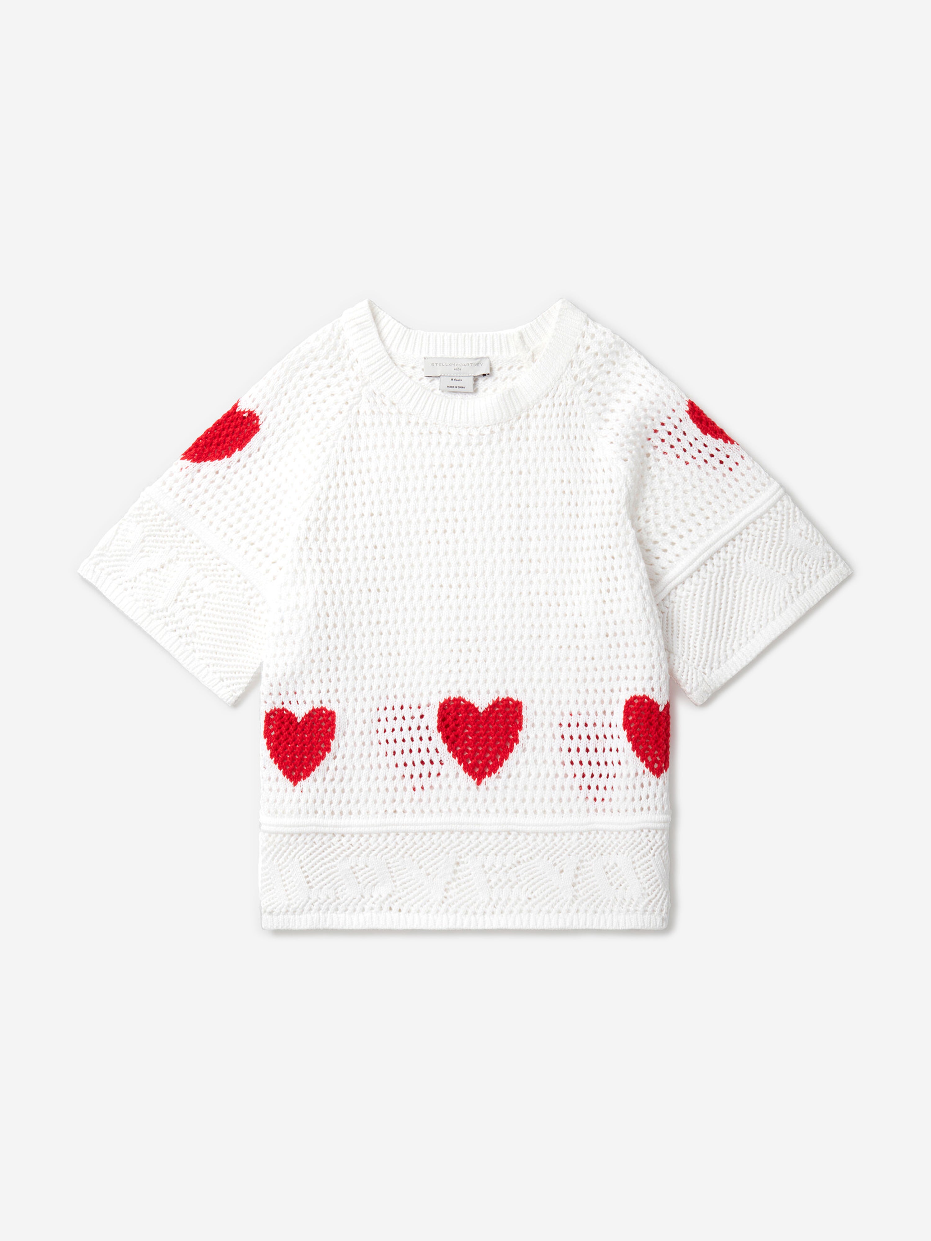 Stella Mccartney Babies' Girls Crochet Heart T-shirt In White