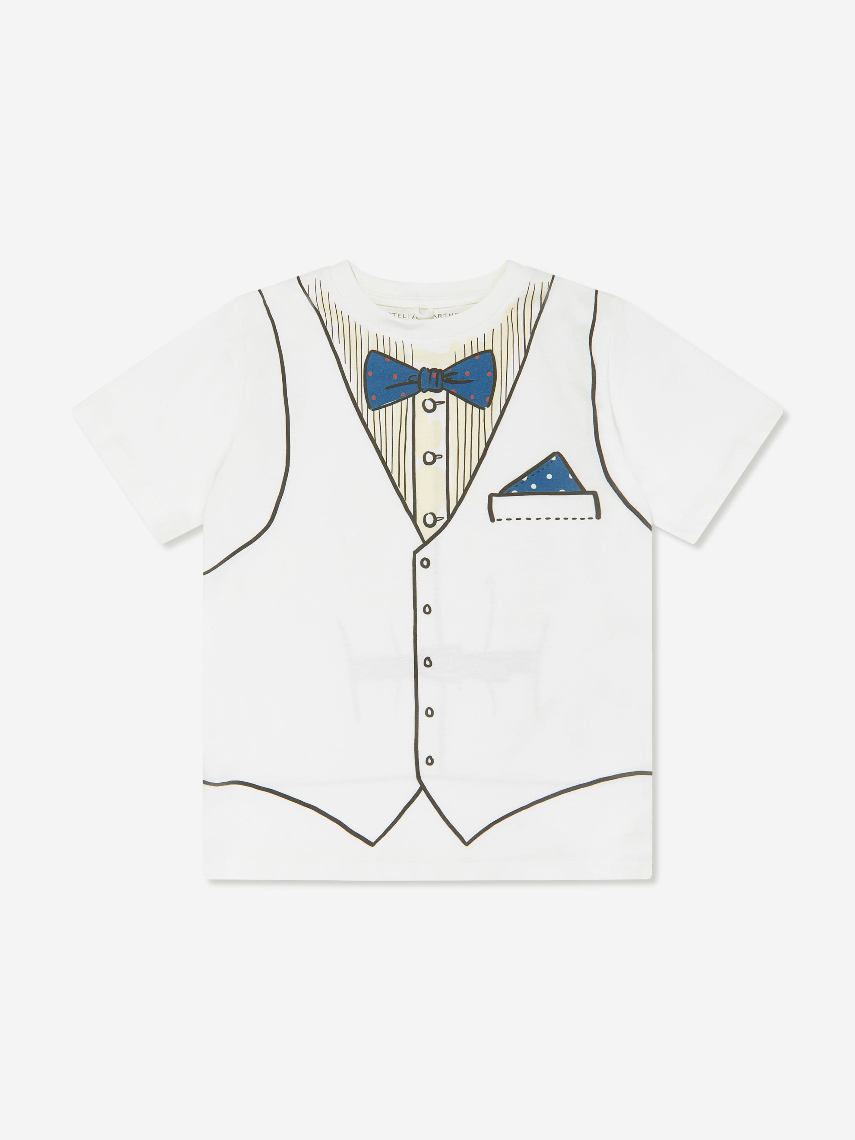 Stella Mccartney Kids' Boys Waistcoat Print T-shirt In Ivory