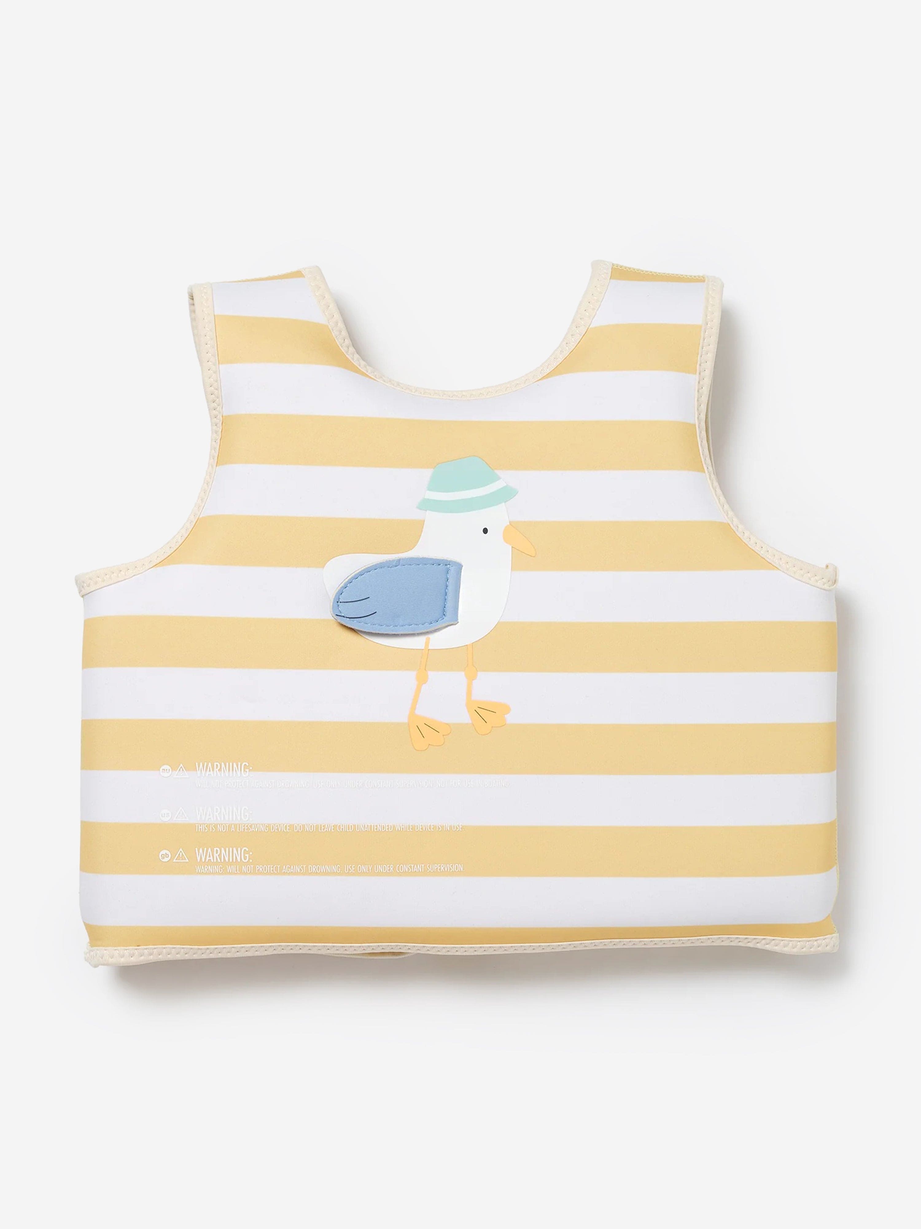 SUNNYLIFE Kids Striped Swim Vest Sid the Seagull in Yellow