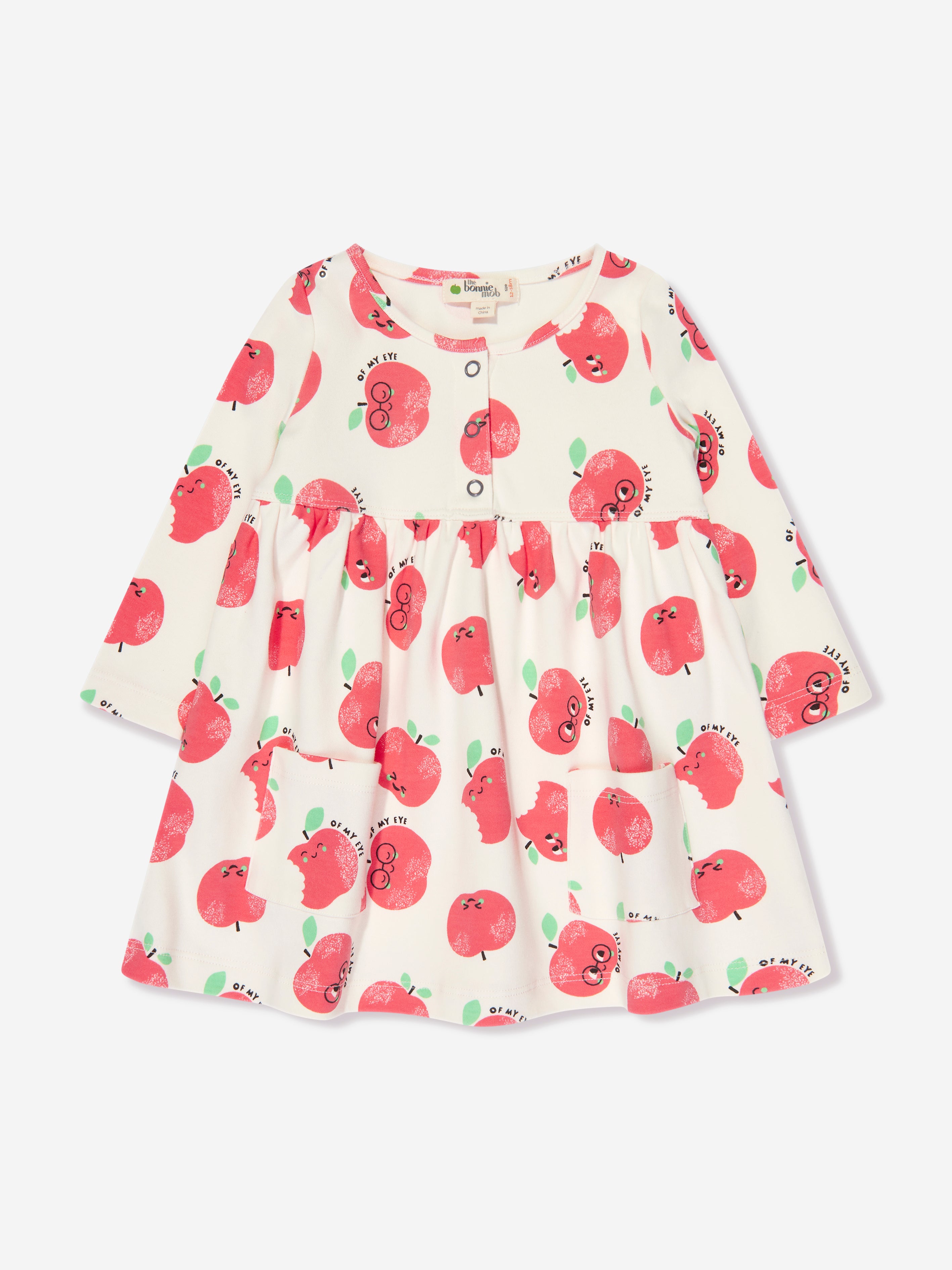 The Bonnie Mob Babies' Girls Apple Pockets Dress In Neutral