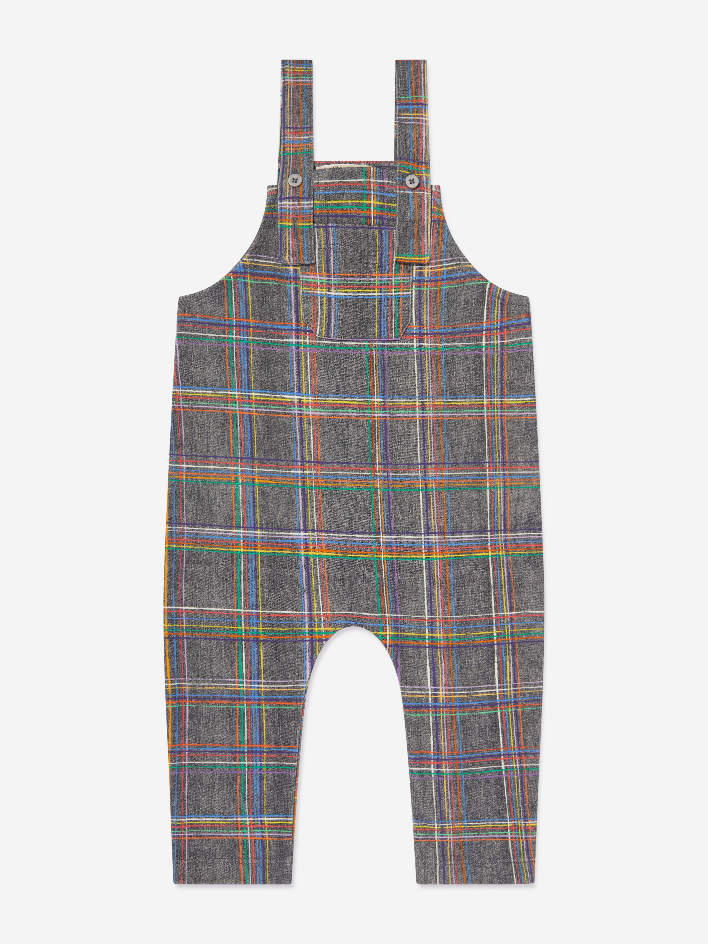 The Bonnie Mob Kids Tartan Dungarees In Gray