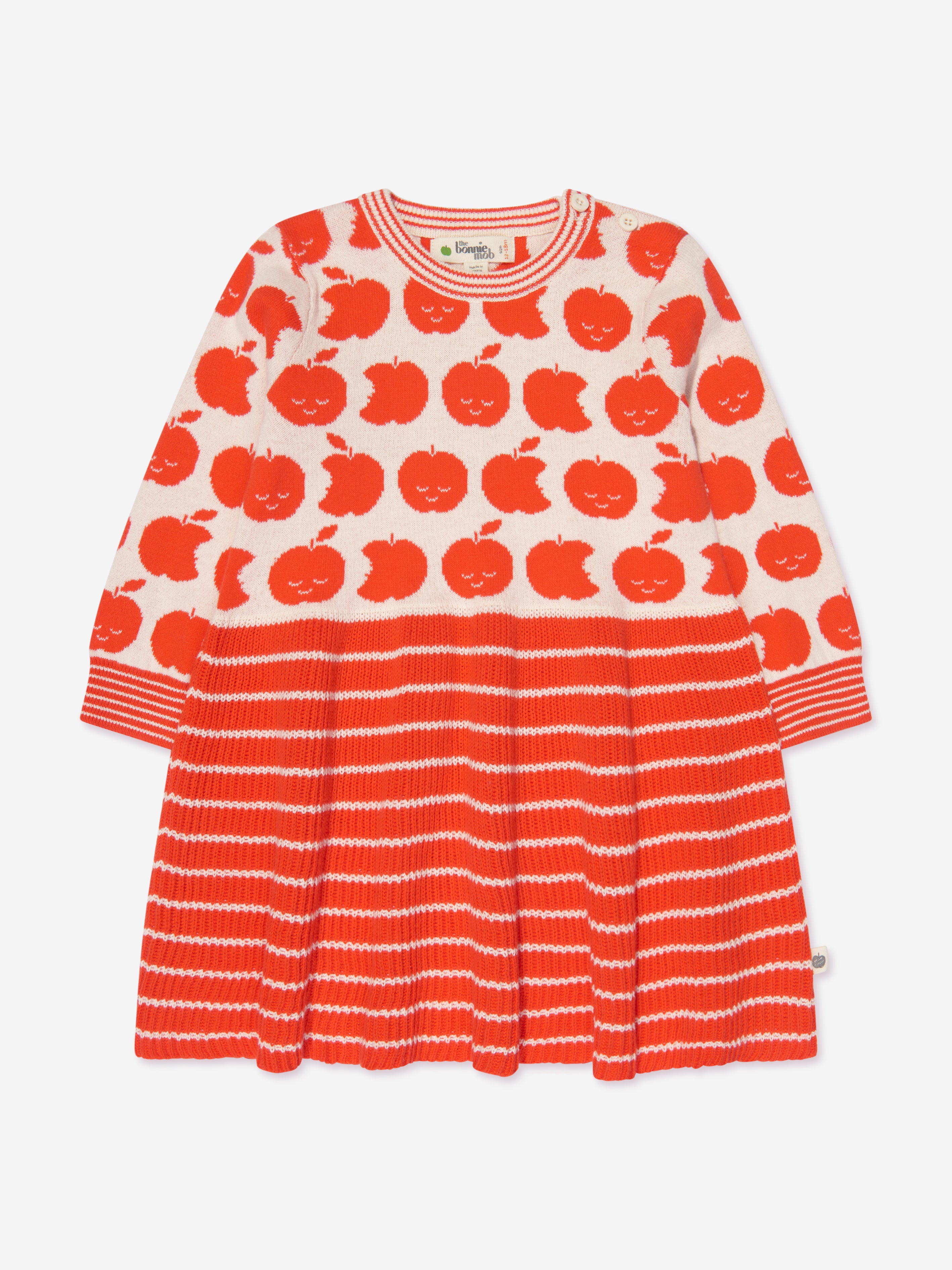The Bonnie Mob Babies' Girls Apple Knit Dress In Orange