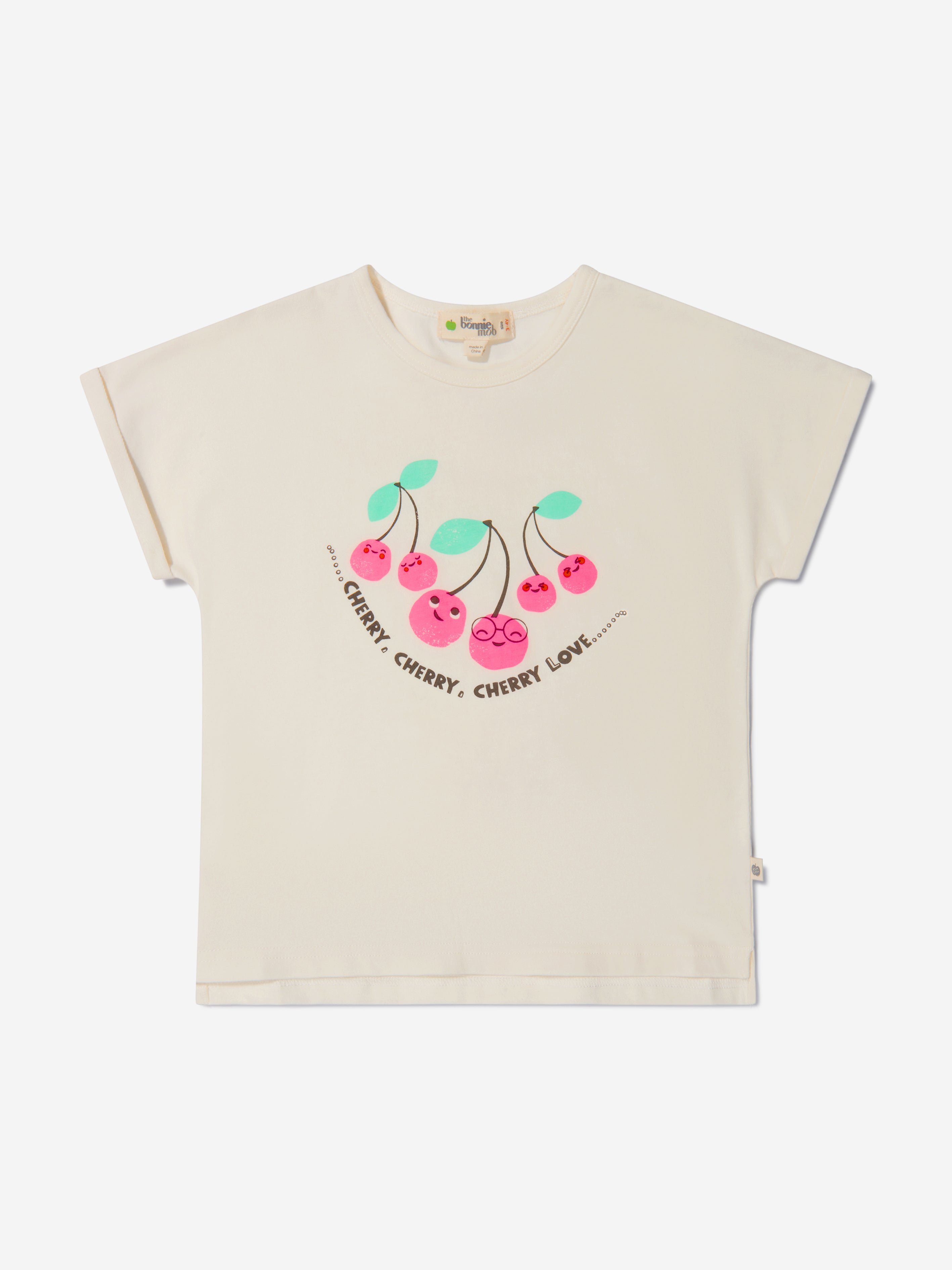 The Bonnie Mob Kids' Girls Organic Cotton Cherry Print T-shirt 9 - 12 Mths Pink In Neutral