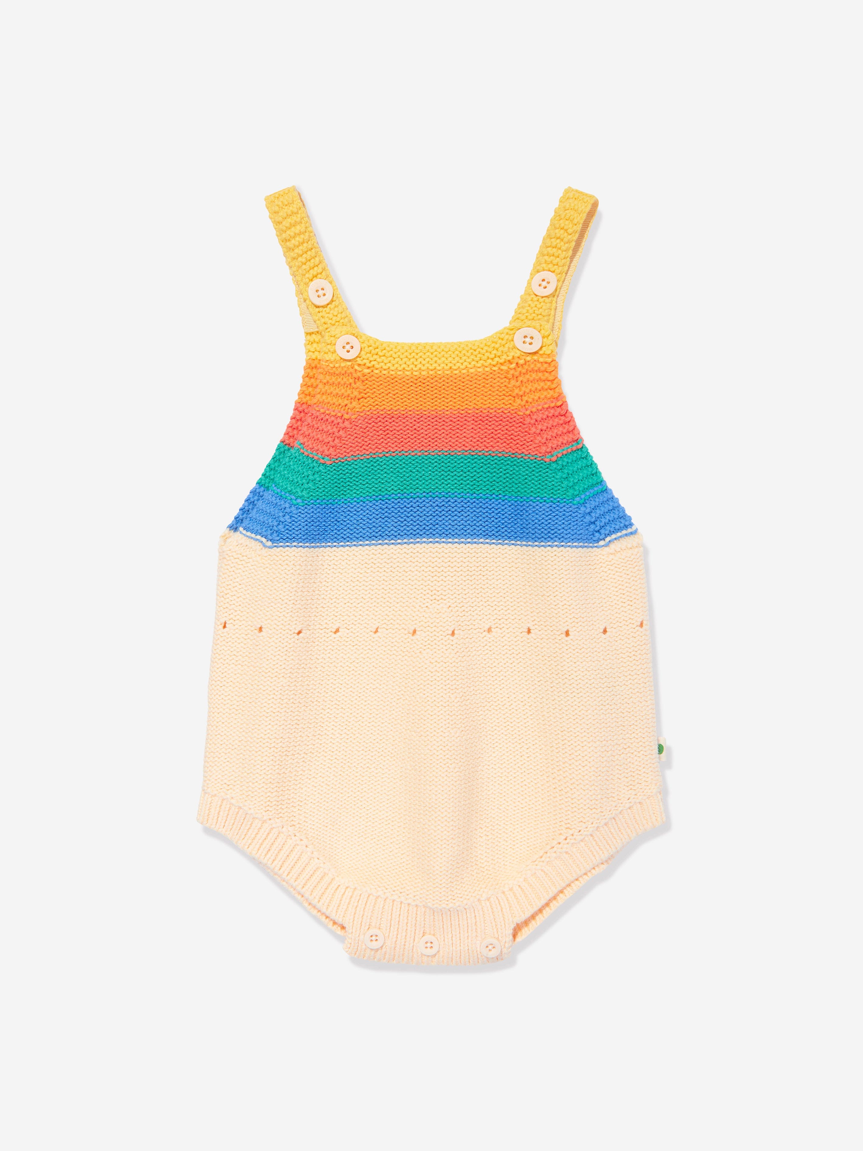 The Bonnie Mob Baby Rainbow Stripe Bubble Romper In Multi