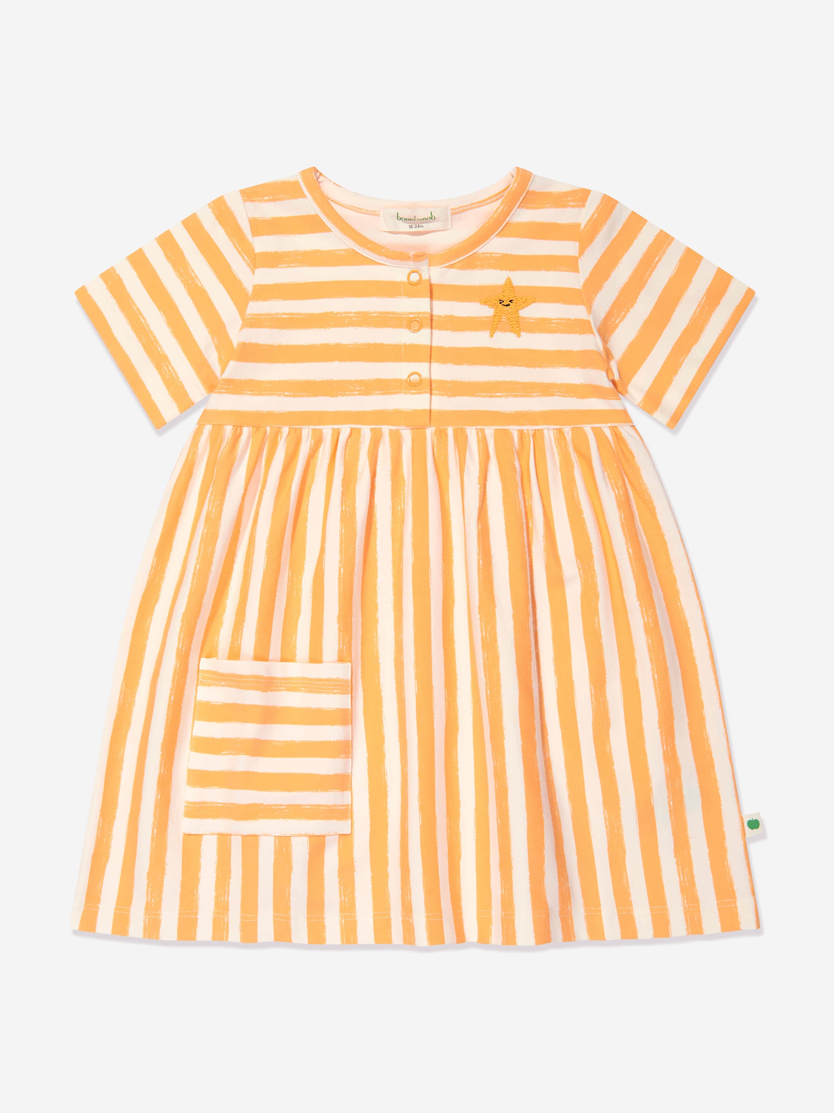 The Bonnie Mob Babies' Girls Cari Striped Pocket Dress In Orange