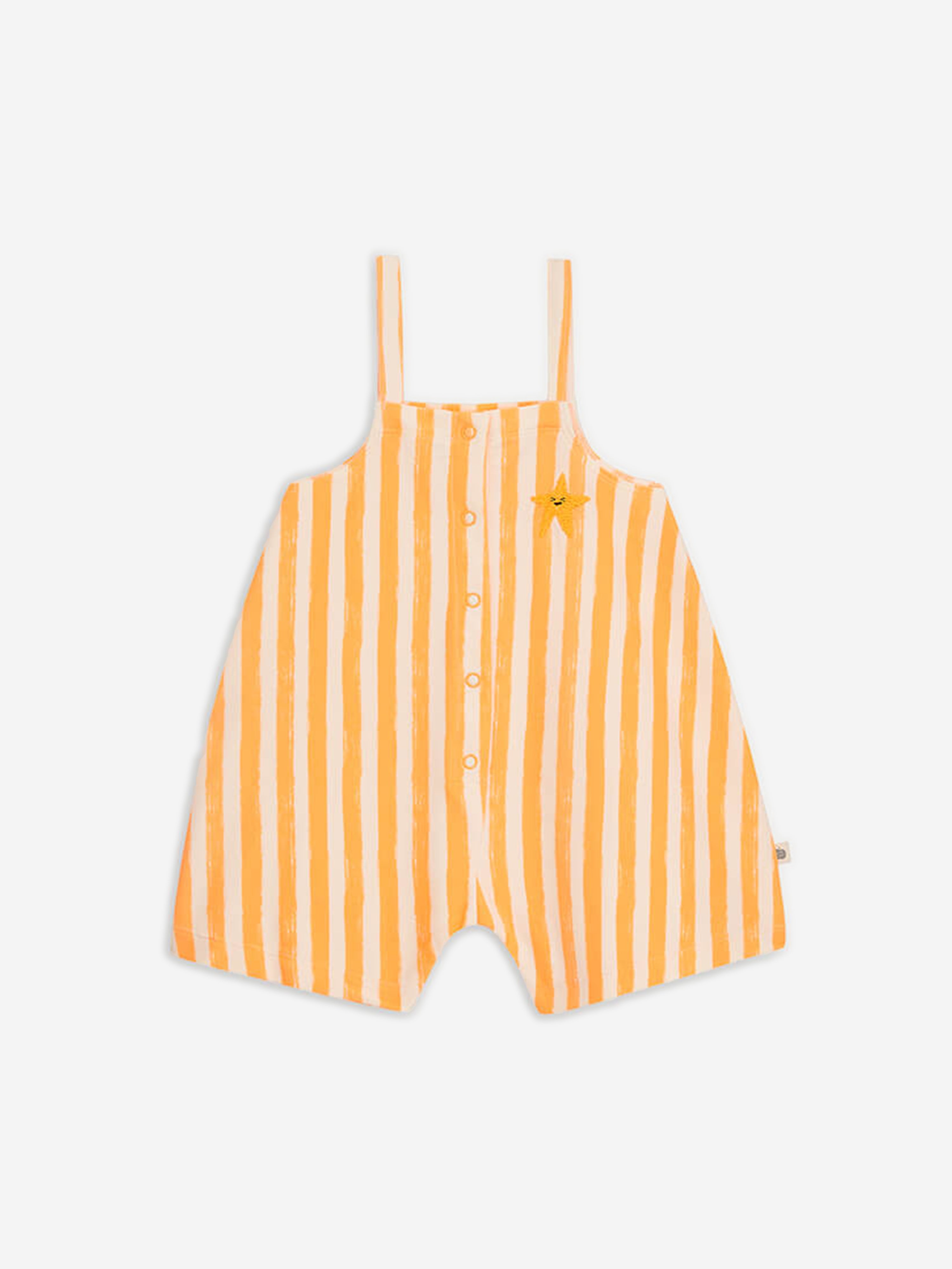 The Bonnie Mob Babies' Kids Cayman Striped Dungaree Romper In Orange
