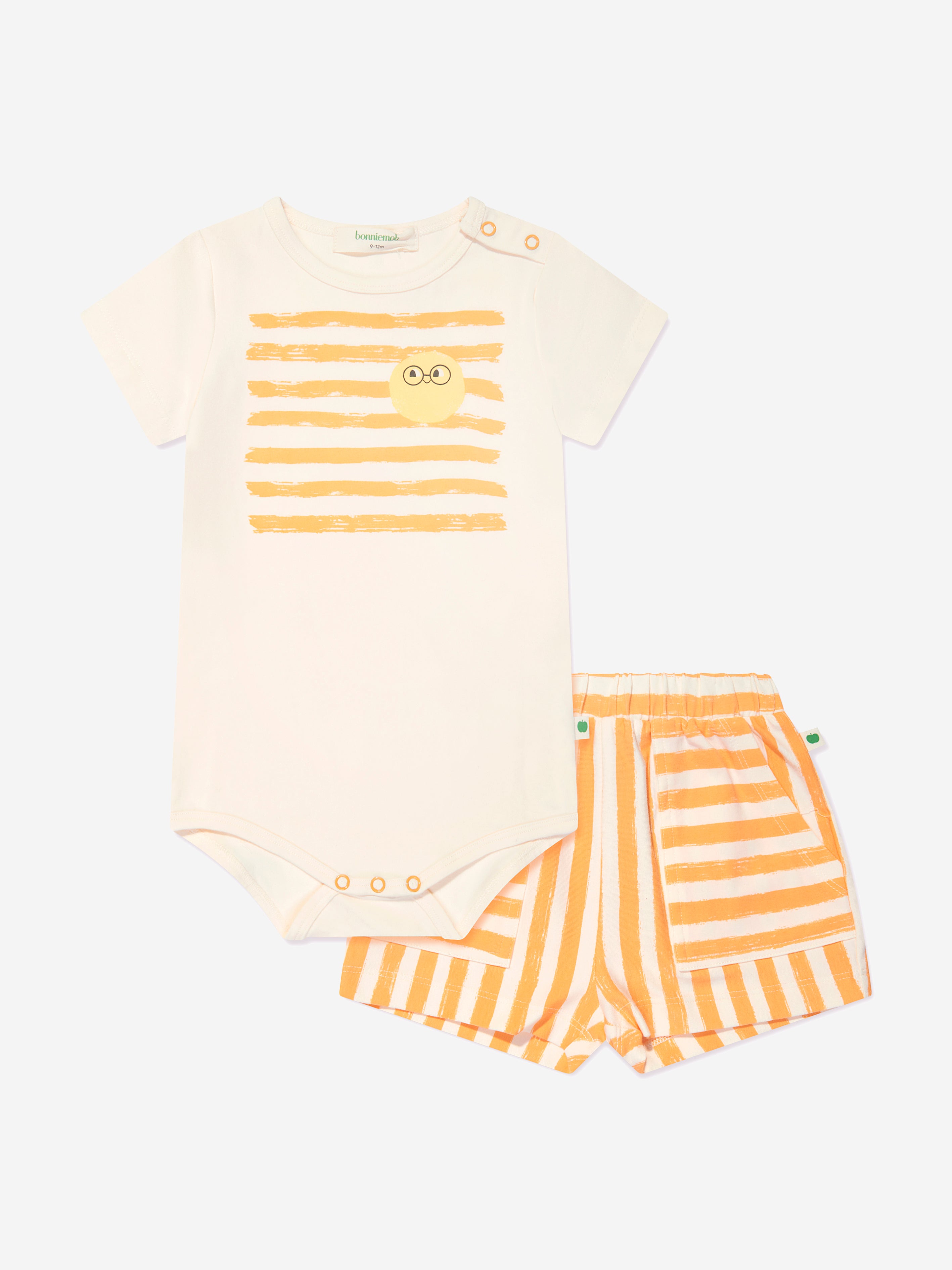 The Bonnie Mob Kids' Baby Boys Creek And Coley Striped Short Set In Neutral