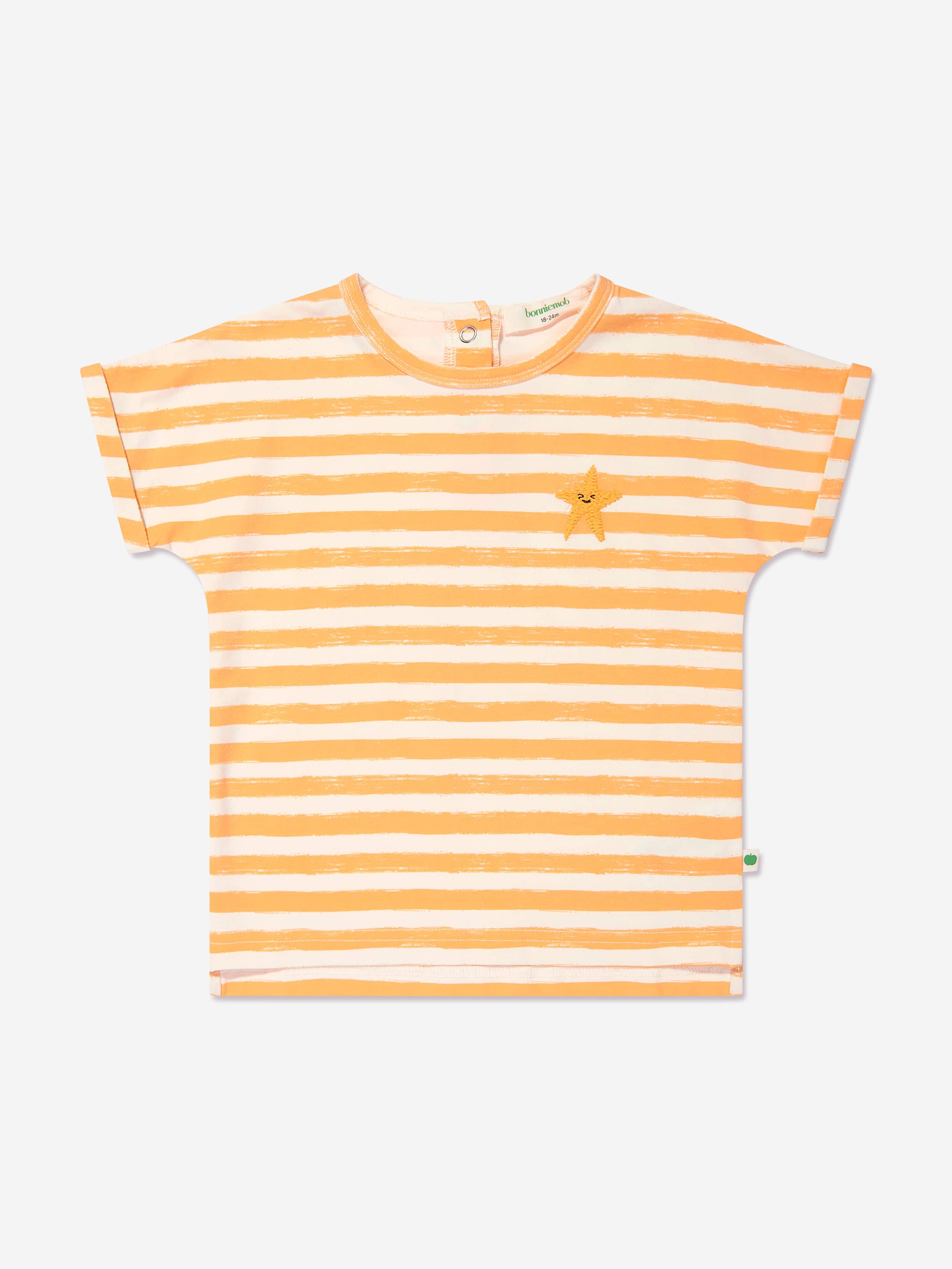 The Bonnie Mob Babies' Kids Cruz Striped T-shirt In Orange