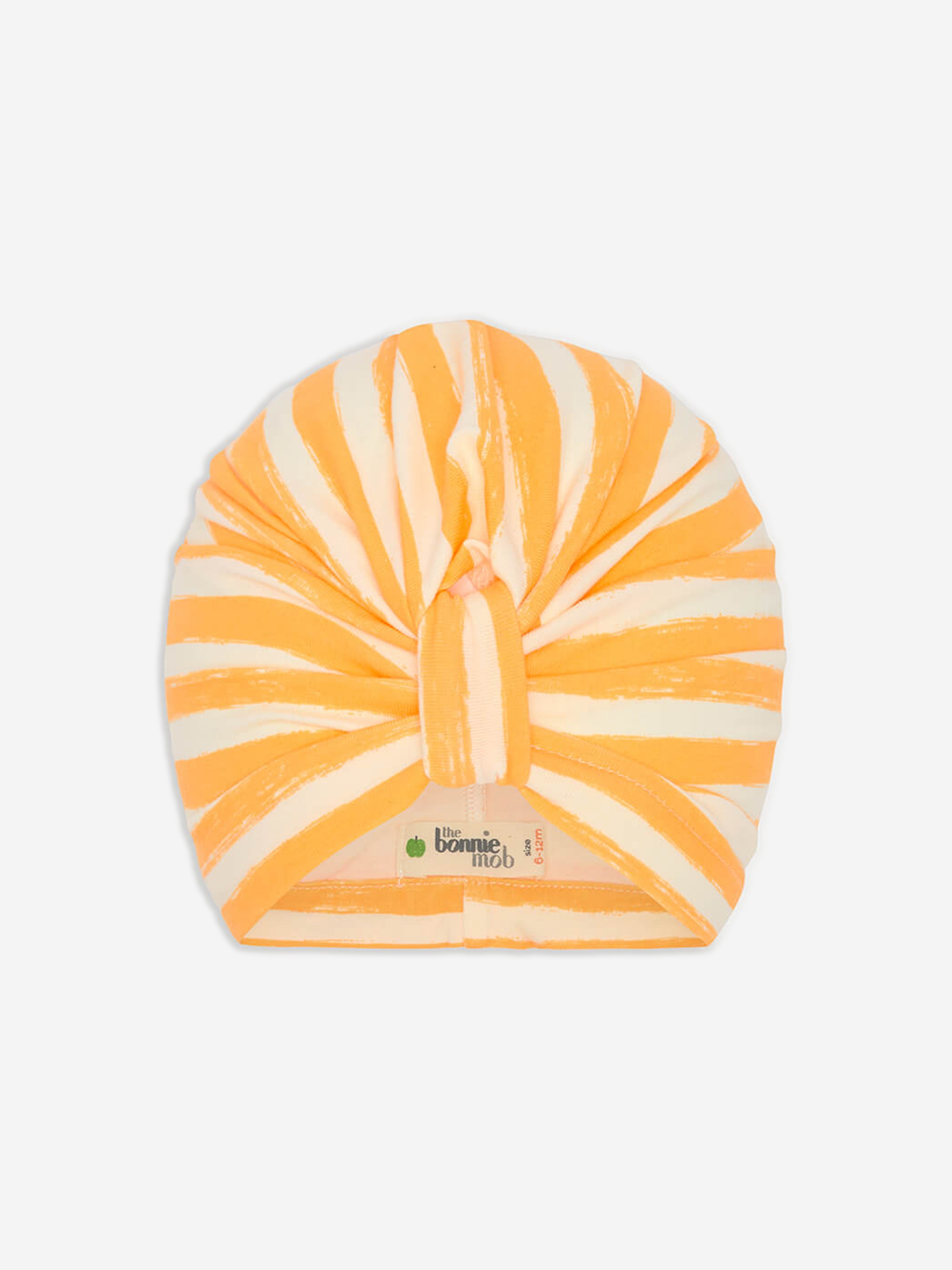 The Bonnie Mob Baby Girls Striped Cuttle Turban In Yellow