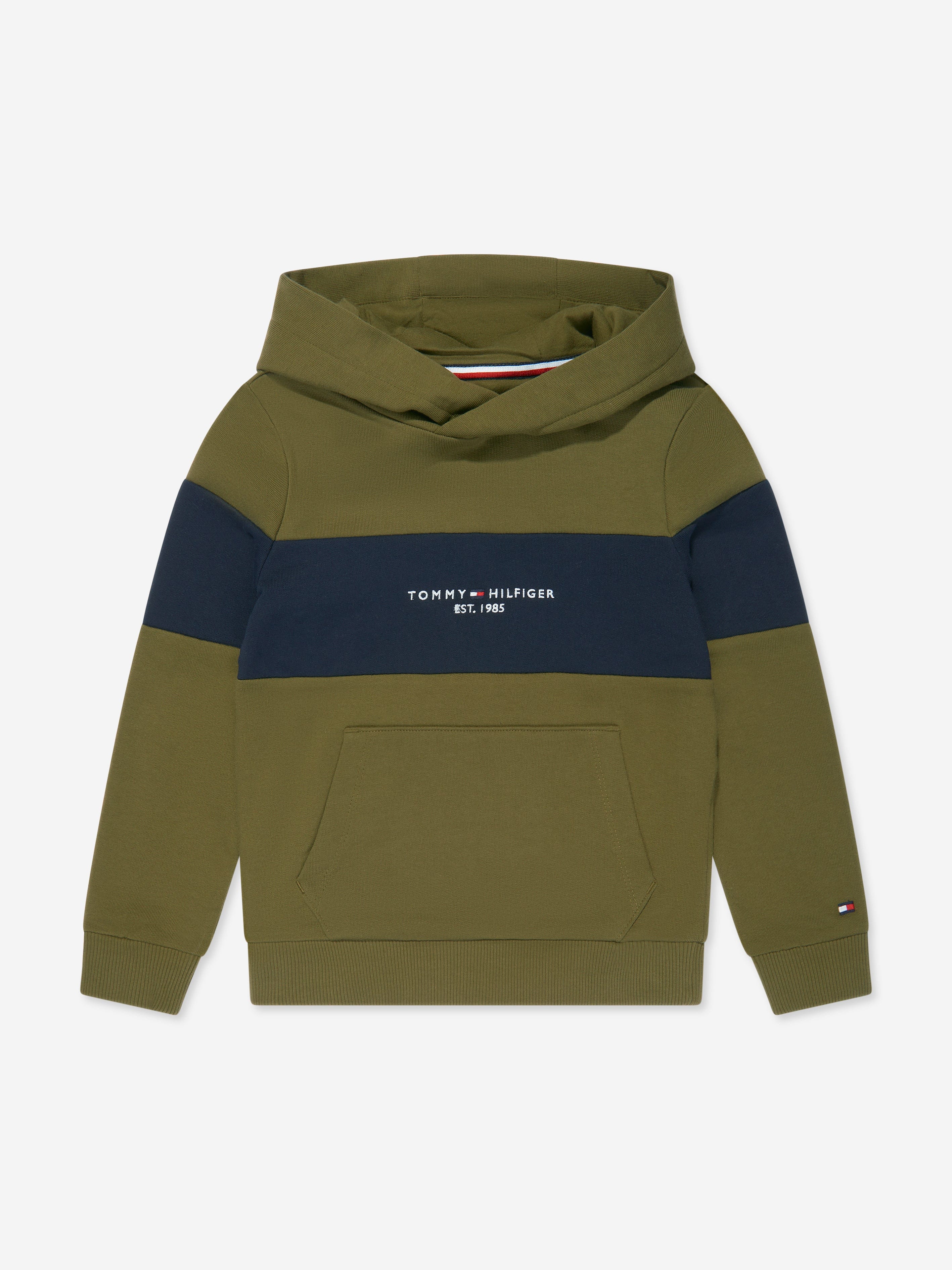 Tommy Hilfiger Babies' Boys Essential Colourblock Hoodie In Green