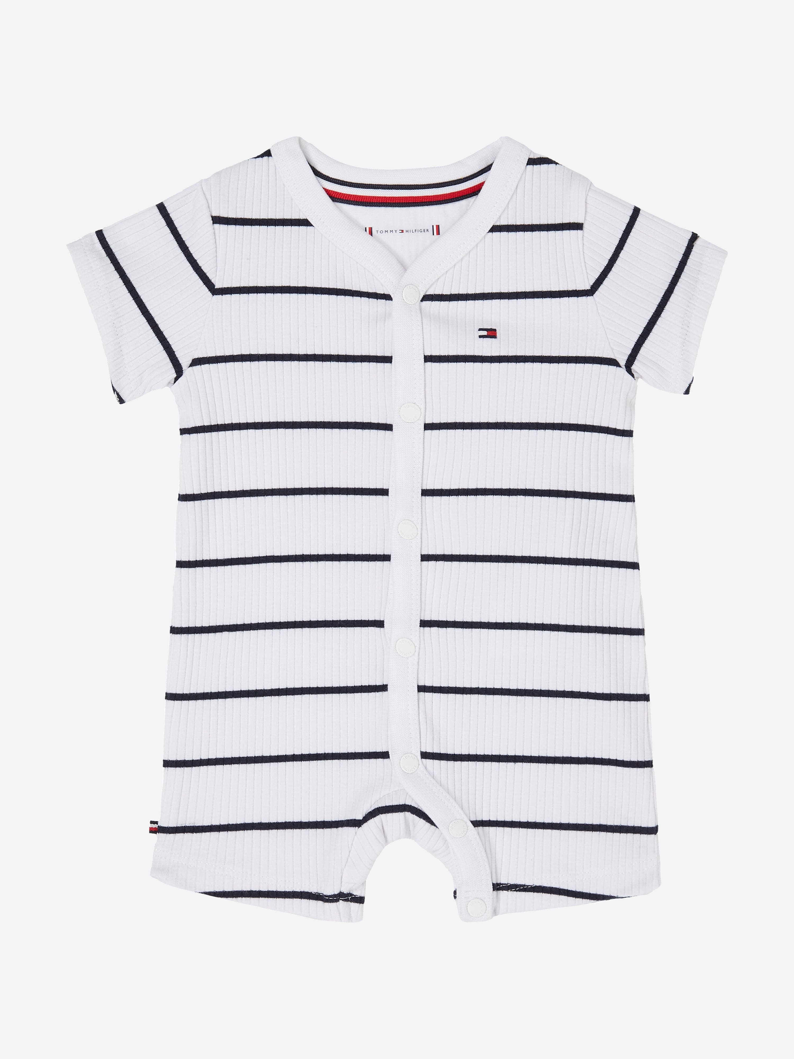 Tommy Hilfiger Baby Boys Striped Rib Romper In White