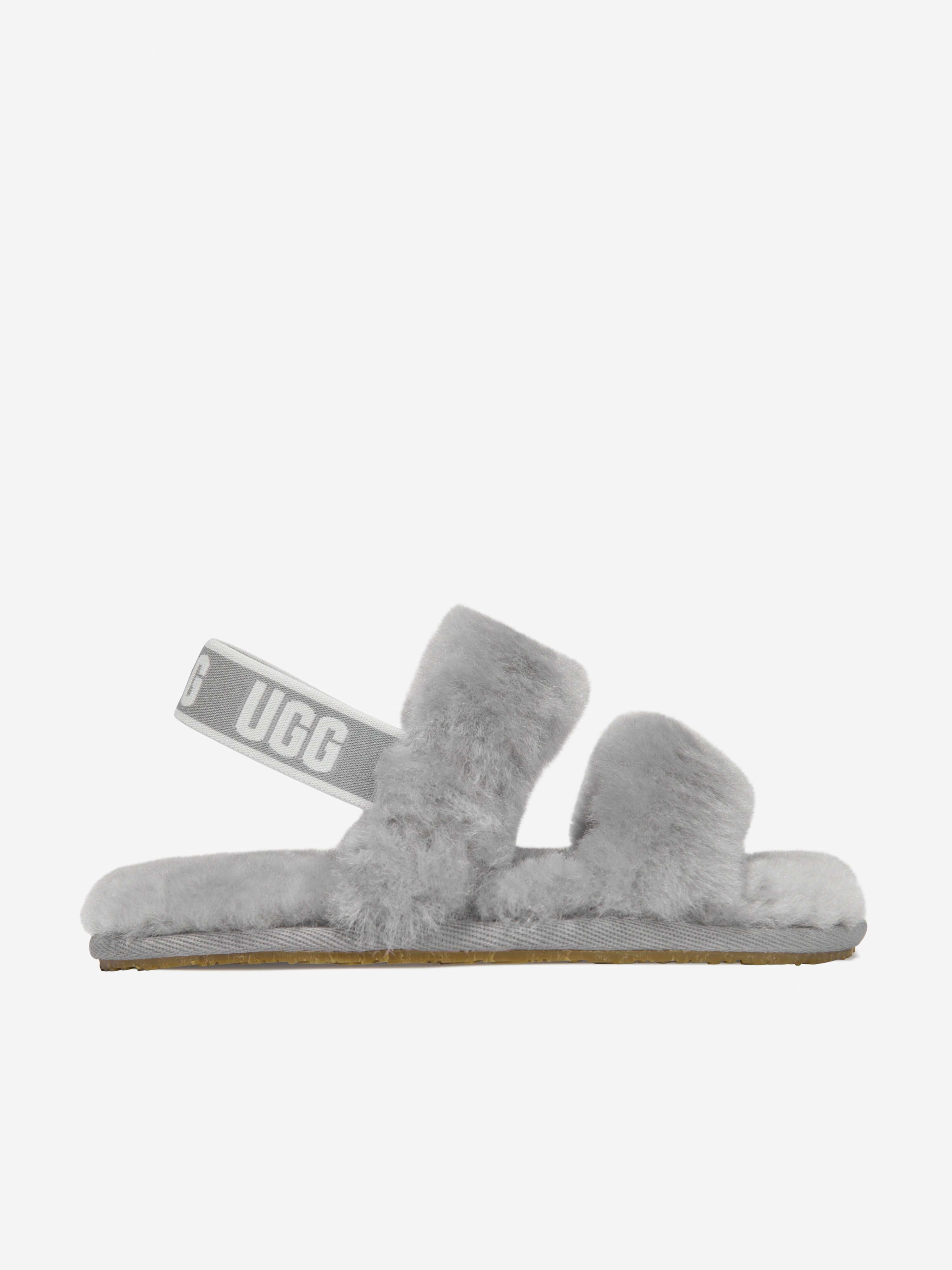 Ugg Babies' Girls Sheepskin Oh Yeah Sandals Eu 27.5 Us 10 Grey In Gray