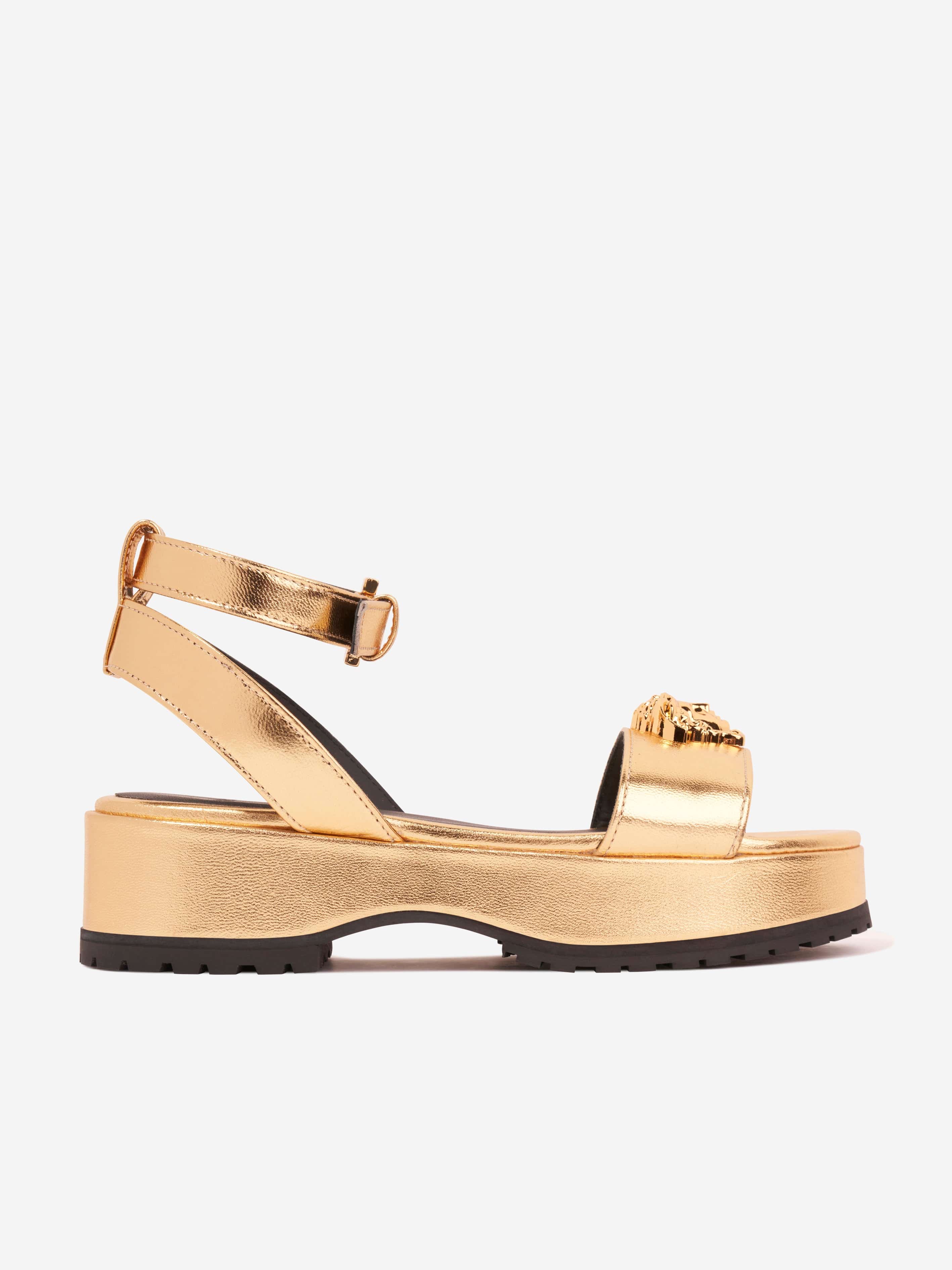 Versace Kids' Girls Medusa Platform Sandals In Gold