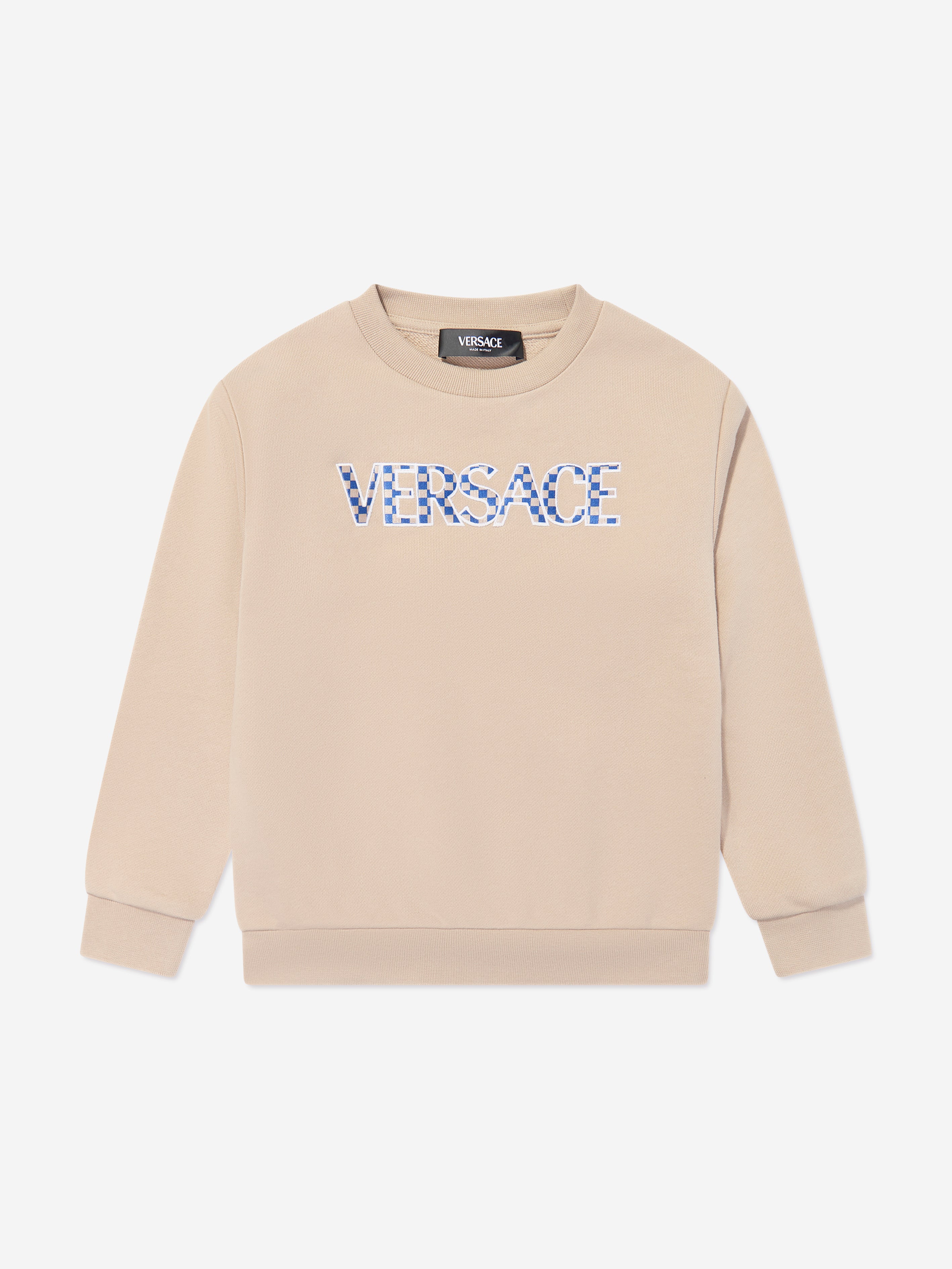 Versace Babies' Boys Damier Logo Sweatshirt In Beige