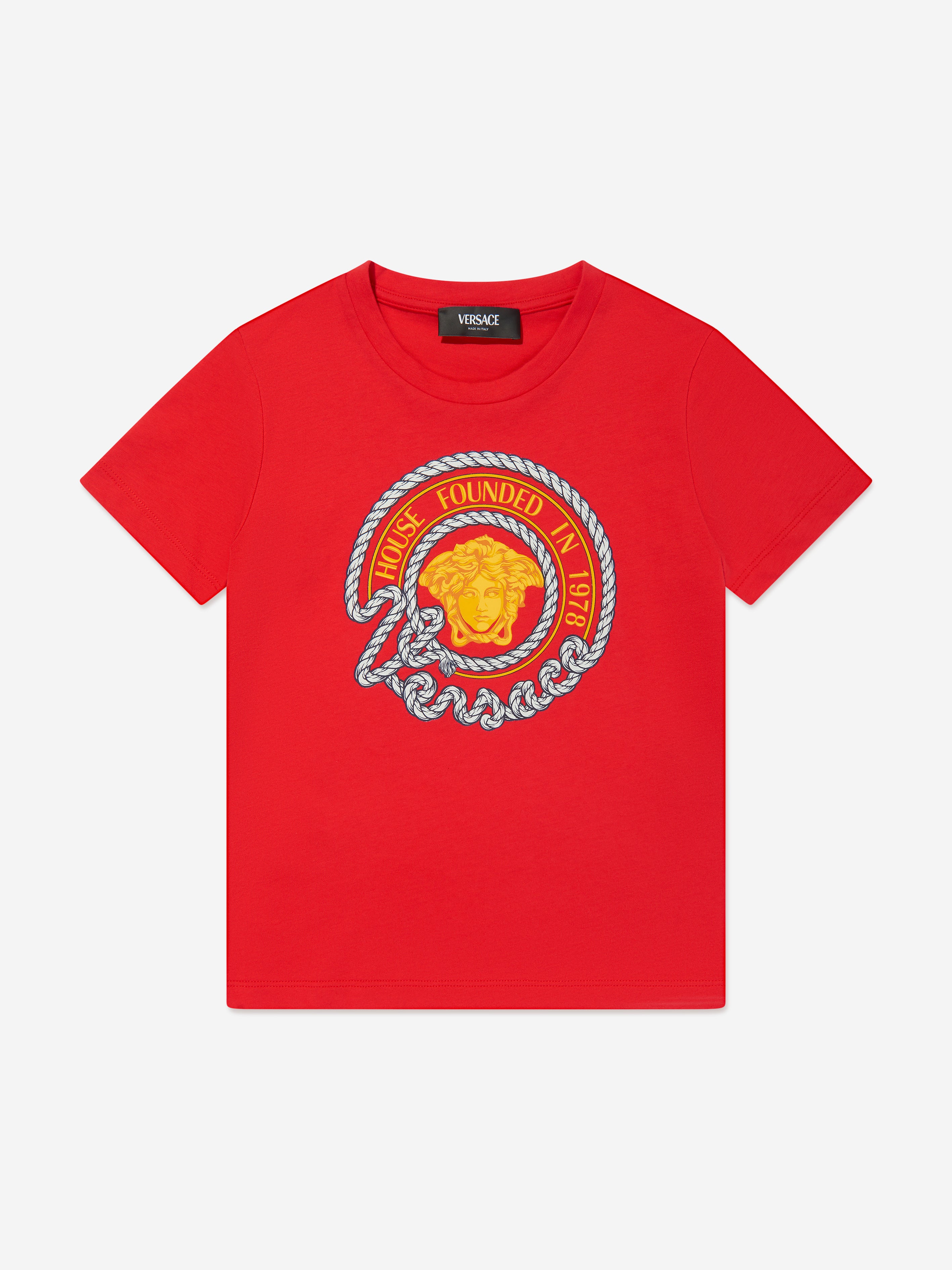 Versace Kids' Nautical Medusa-print Cotton T-shirt In Red