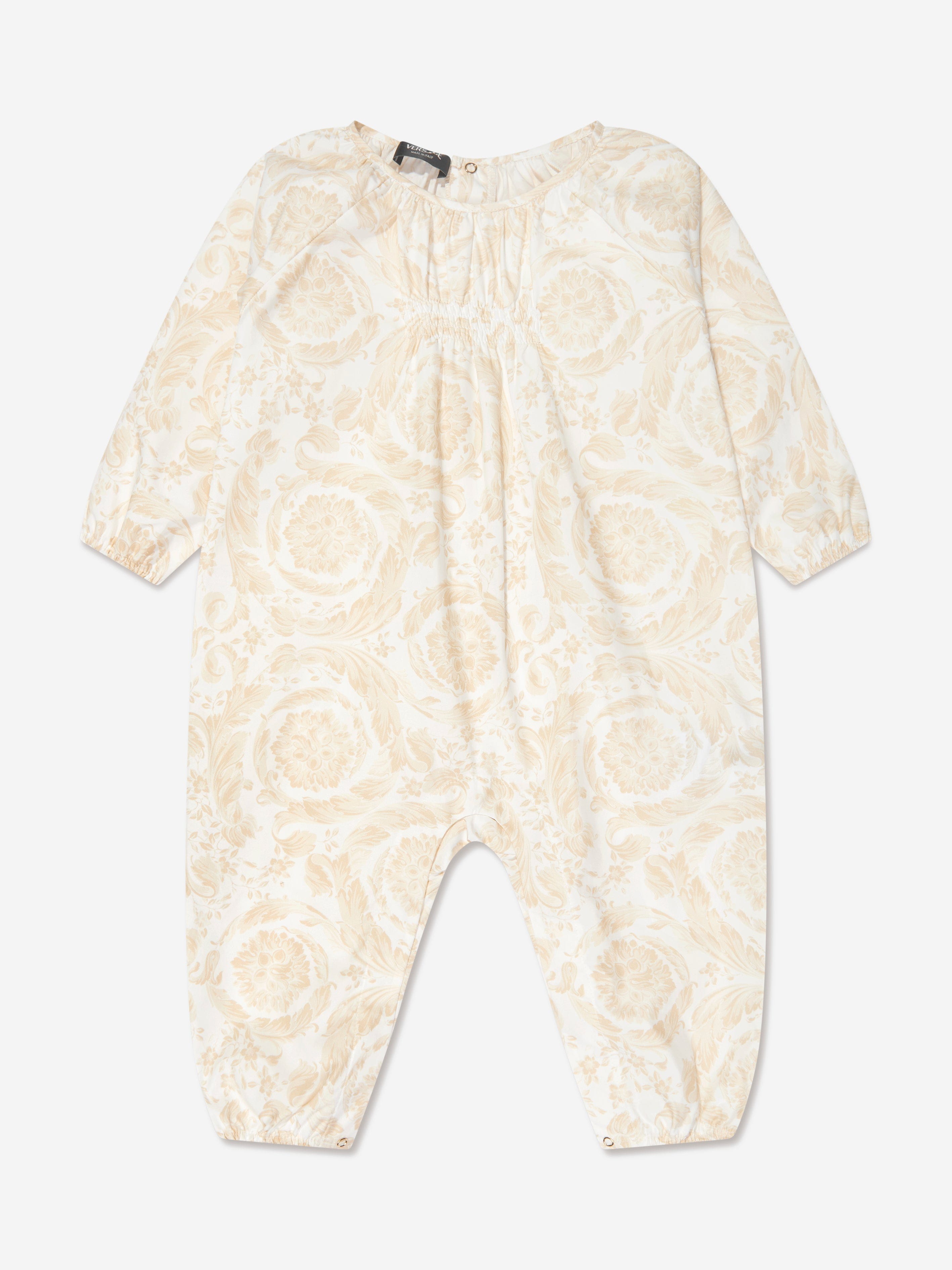 Versace Baby Barocco Print Romper In White