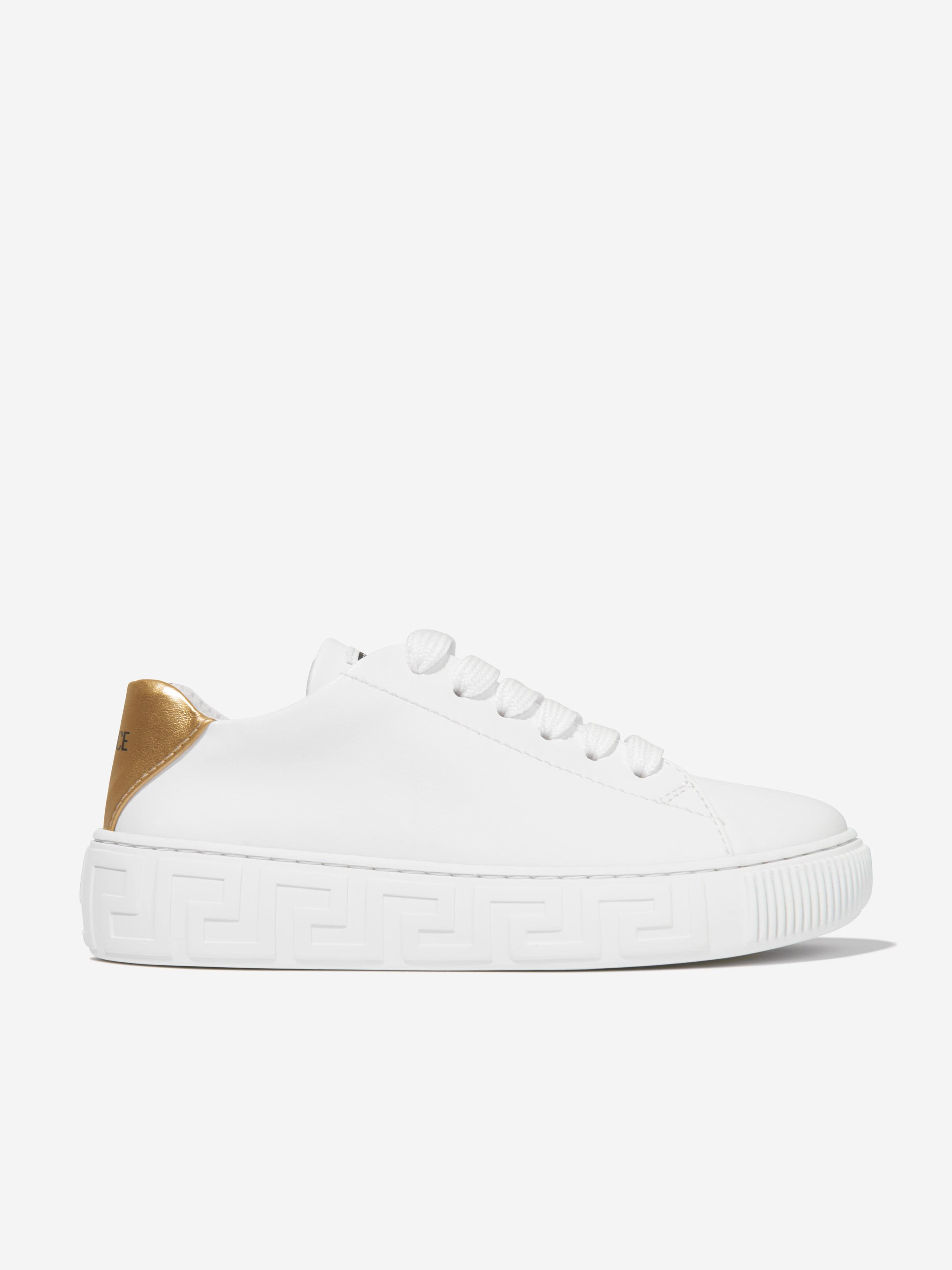 Versace Kids Greca Logo Trainers In White