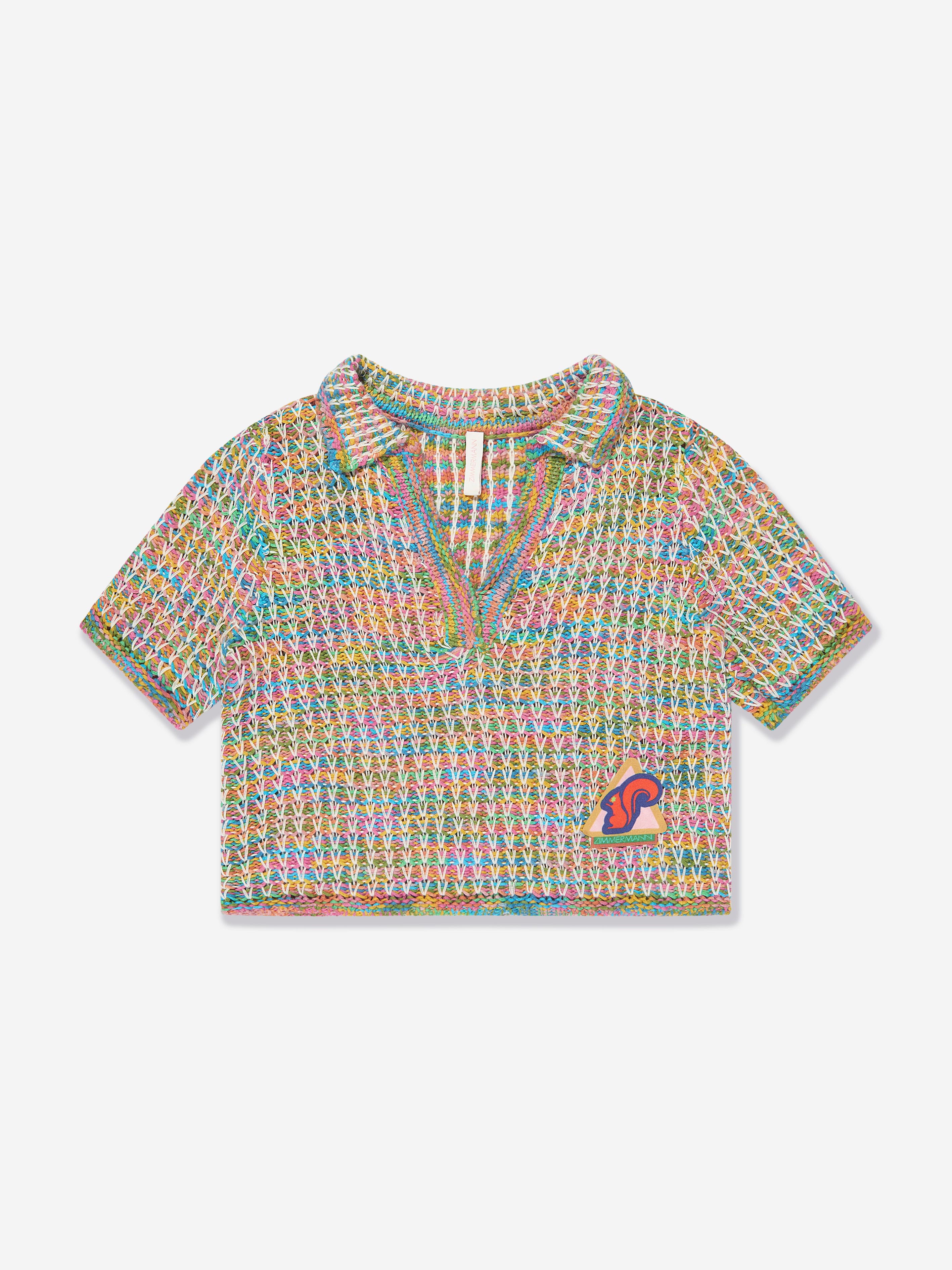 Zimmermann Babies' Girls August Textured Knit Polo Shirt In Multi