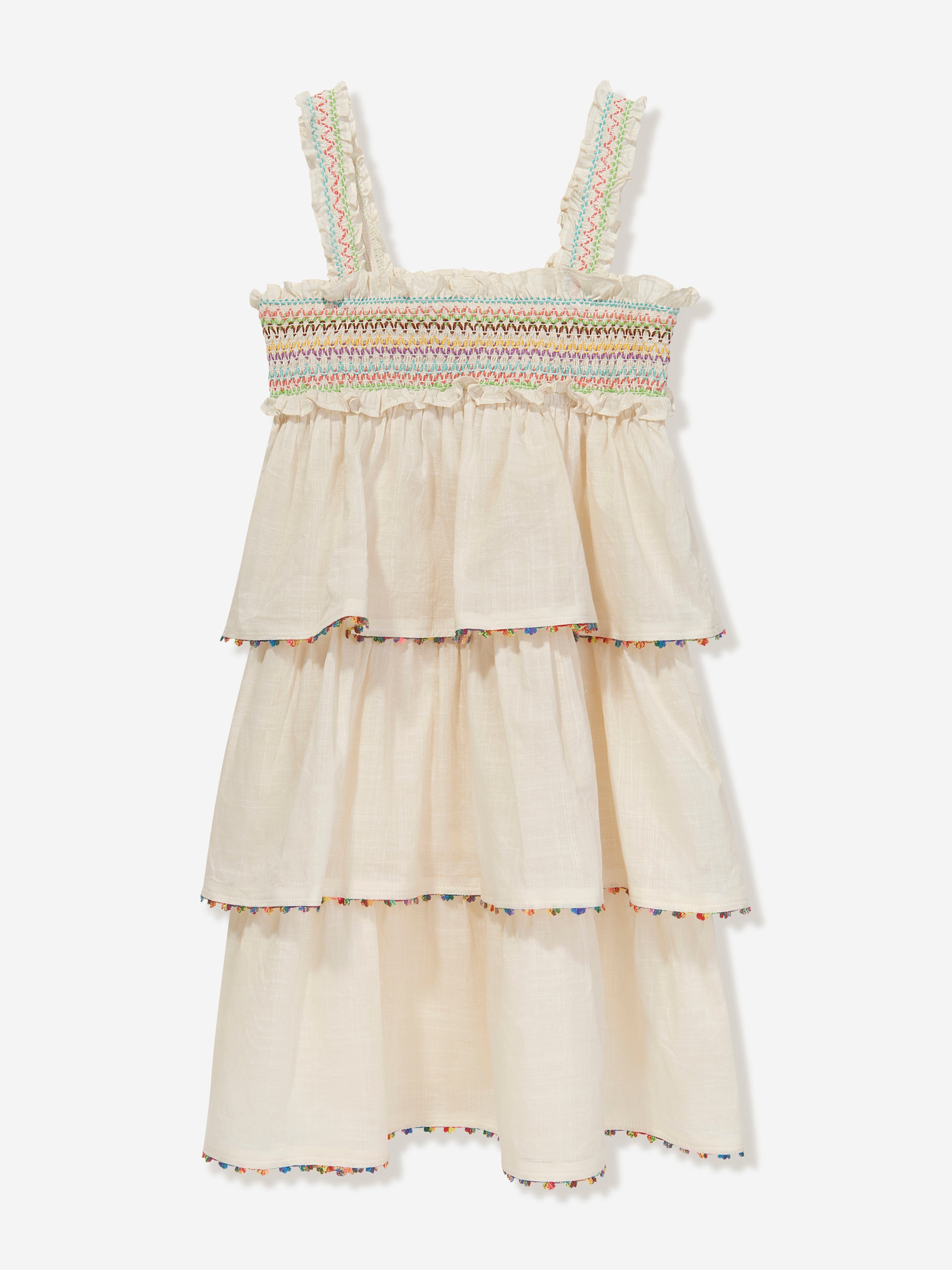 Zimmermann Kids' Girls Junie Shirred Dress In Ivory