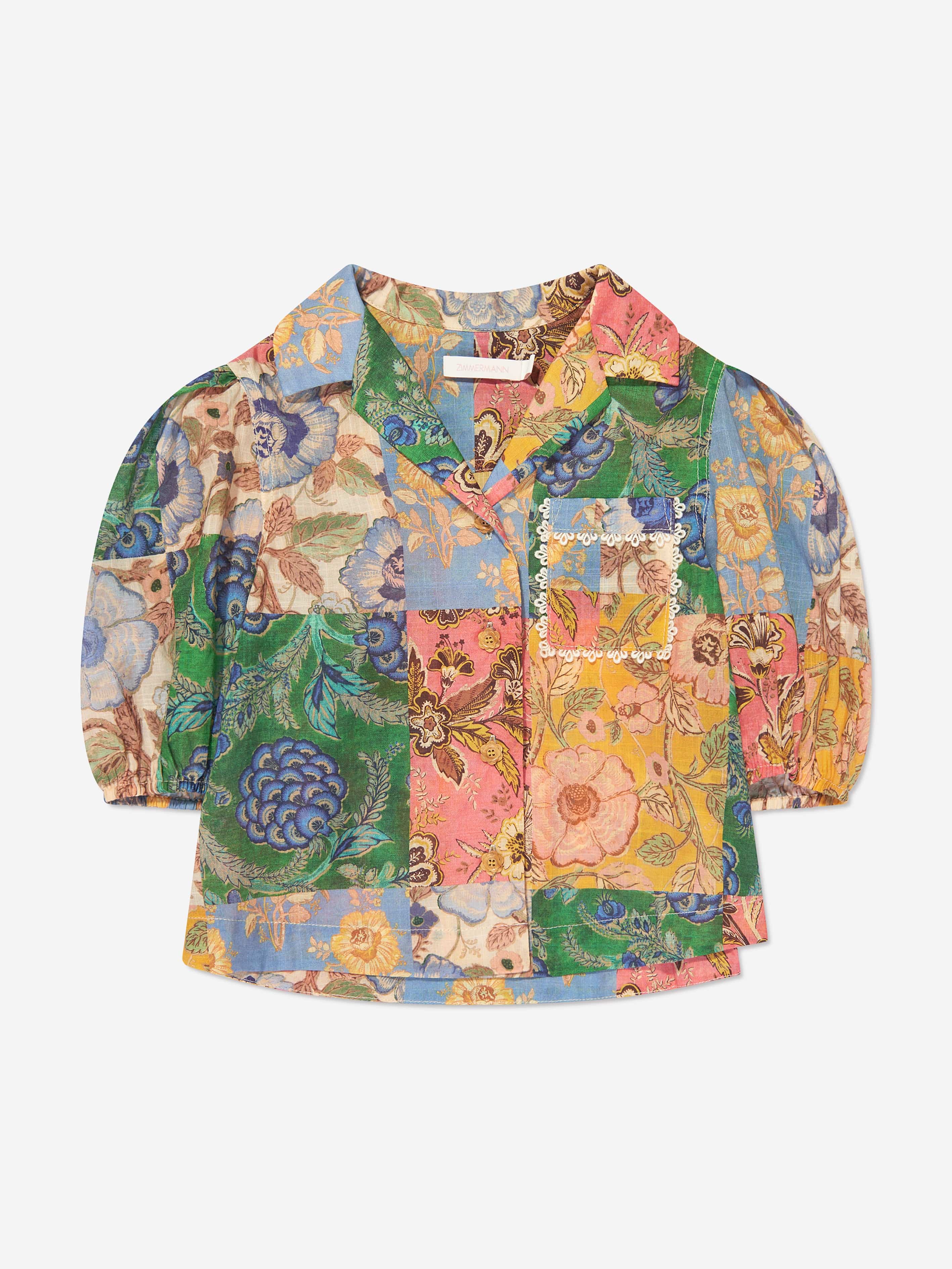 Zimmermann Kids' Girls Junie Puff Sleeve Shirt In Multi