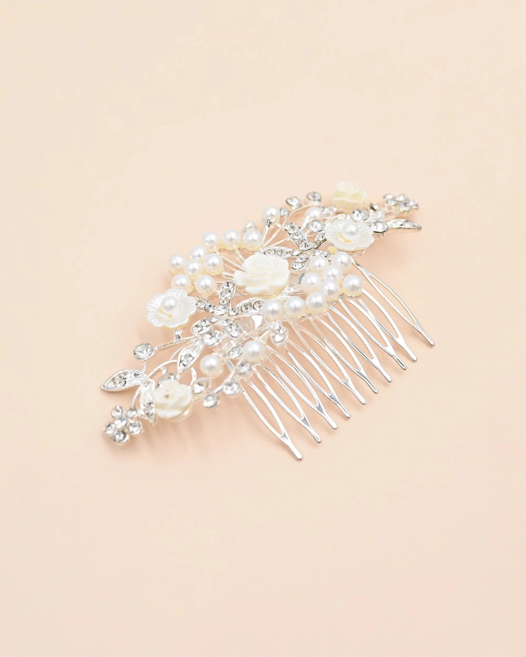 Tulleen Crystal Pearl And Ivory Floral Hair Comb