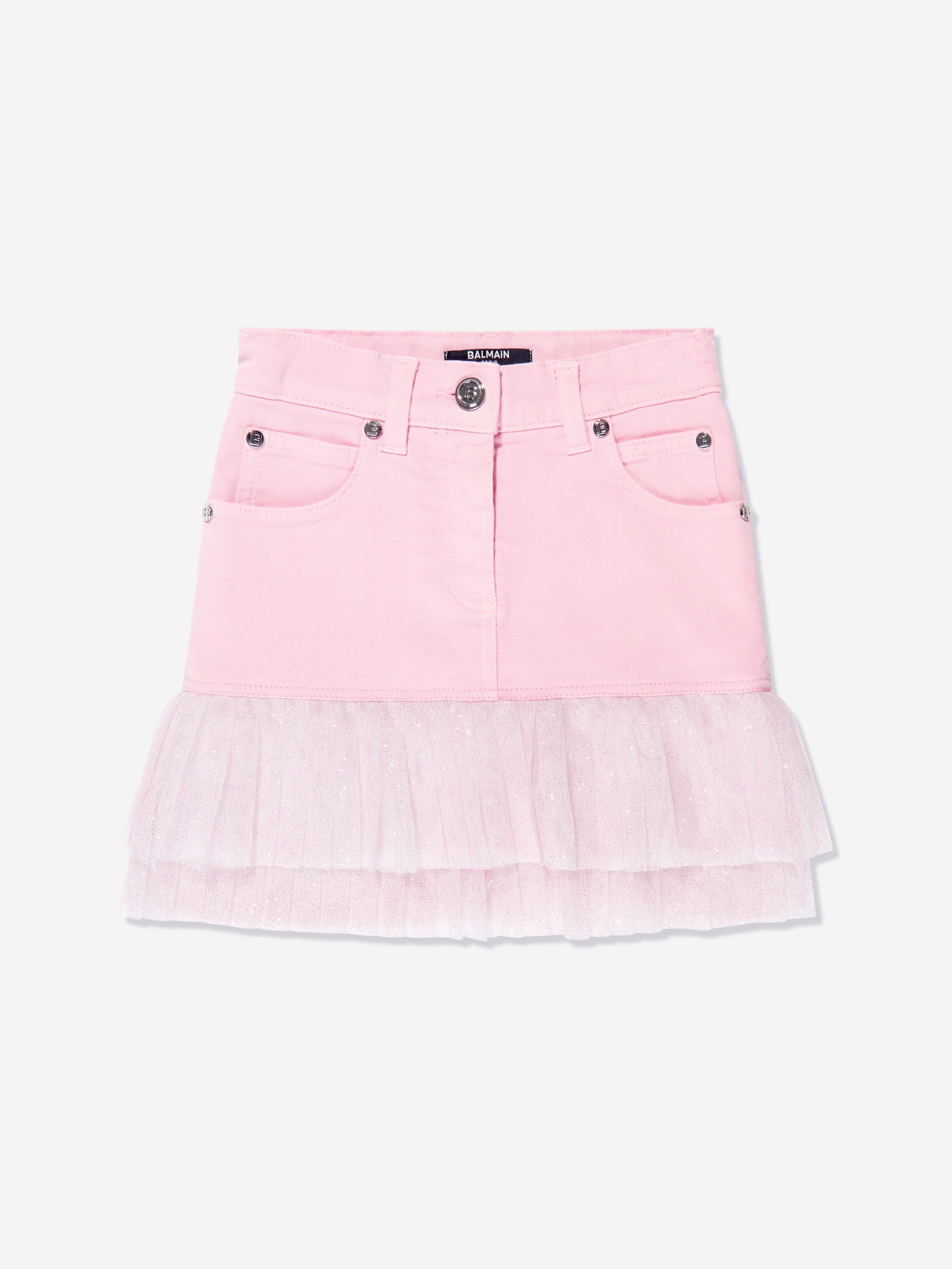 Balmain Babies' Girls Pleated Hem Skirt In Pink