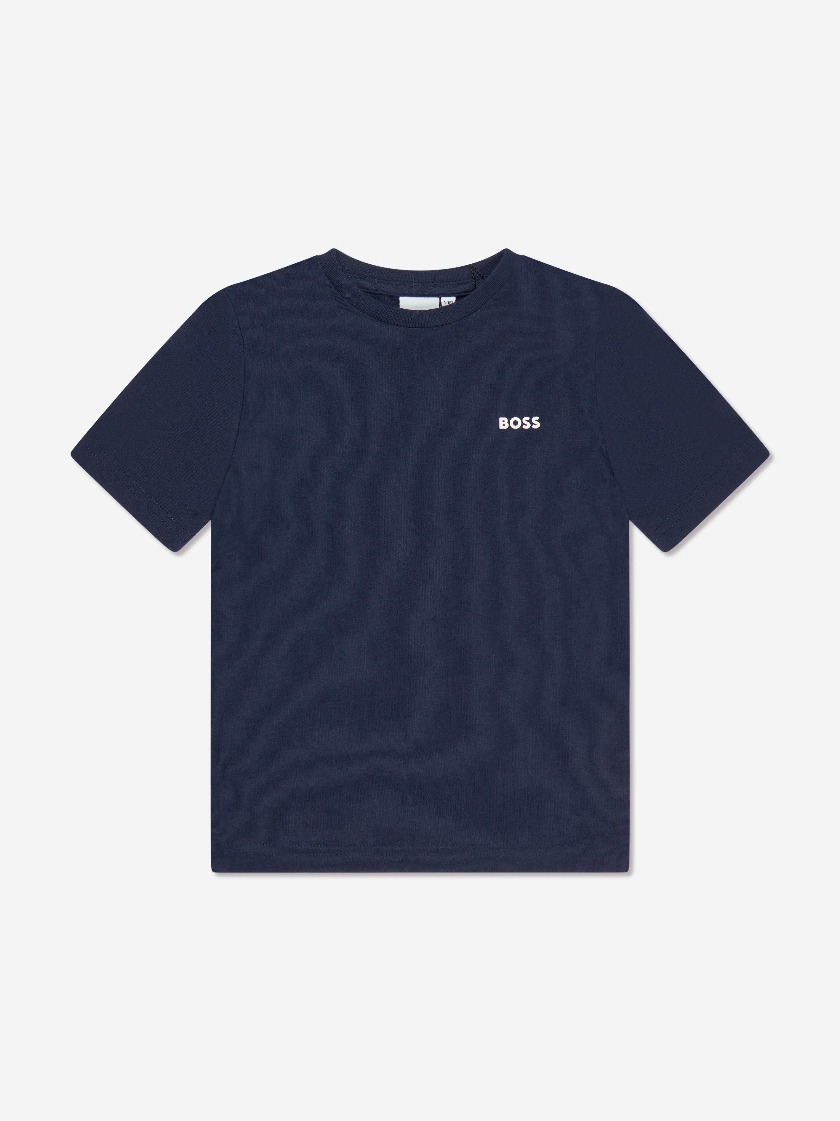 Hugo Boss Kids' Boys Logo Print T-shirt In Blue