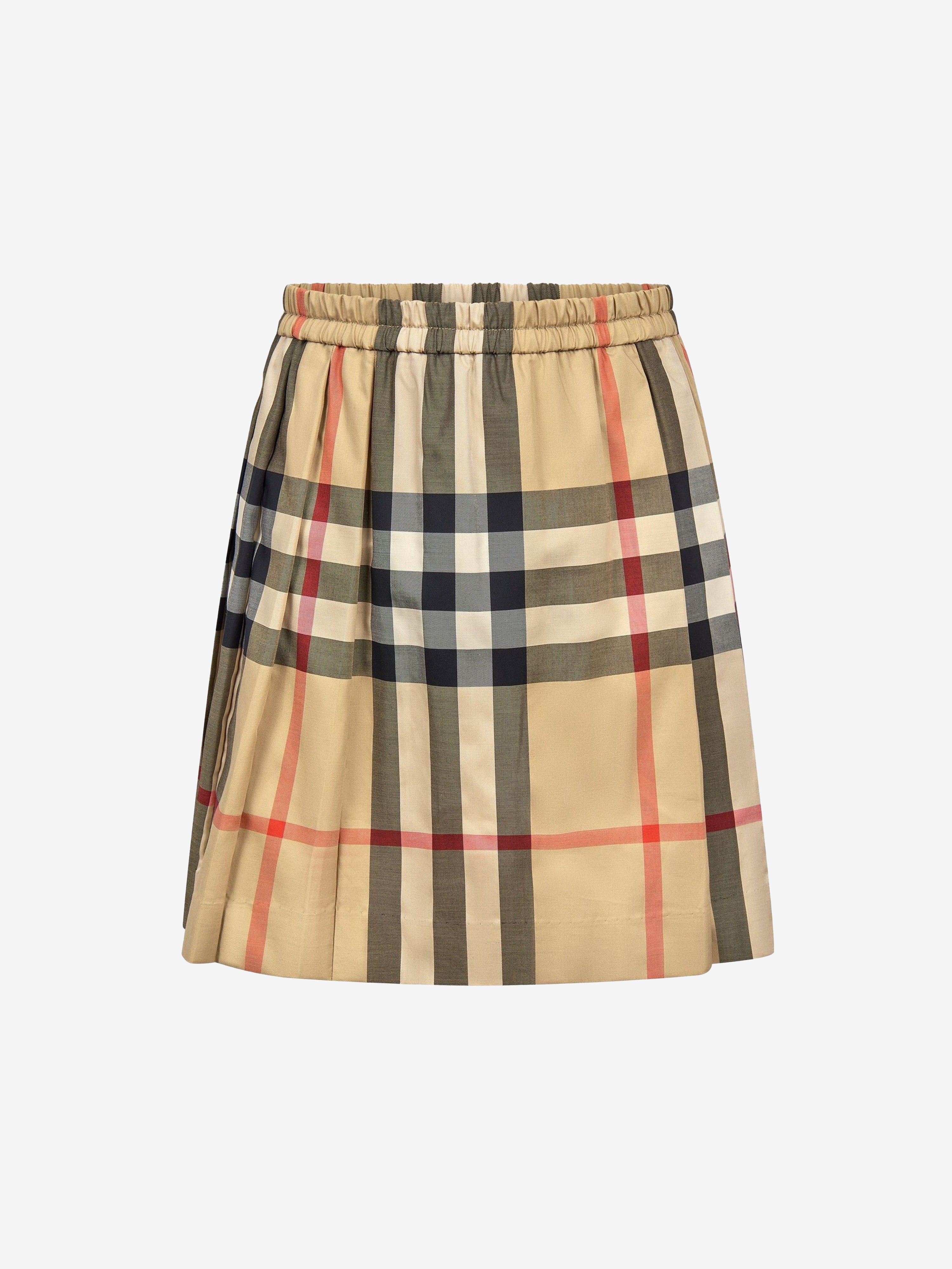Burberry Babies' Girls Check Cotton Skirt 4 Yrs Beige In Brown