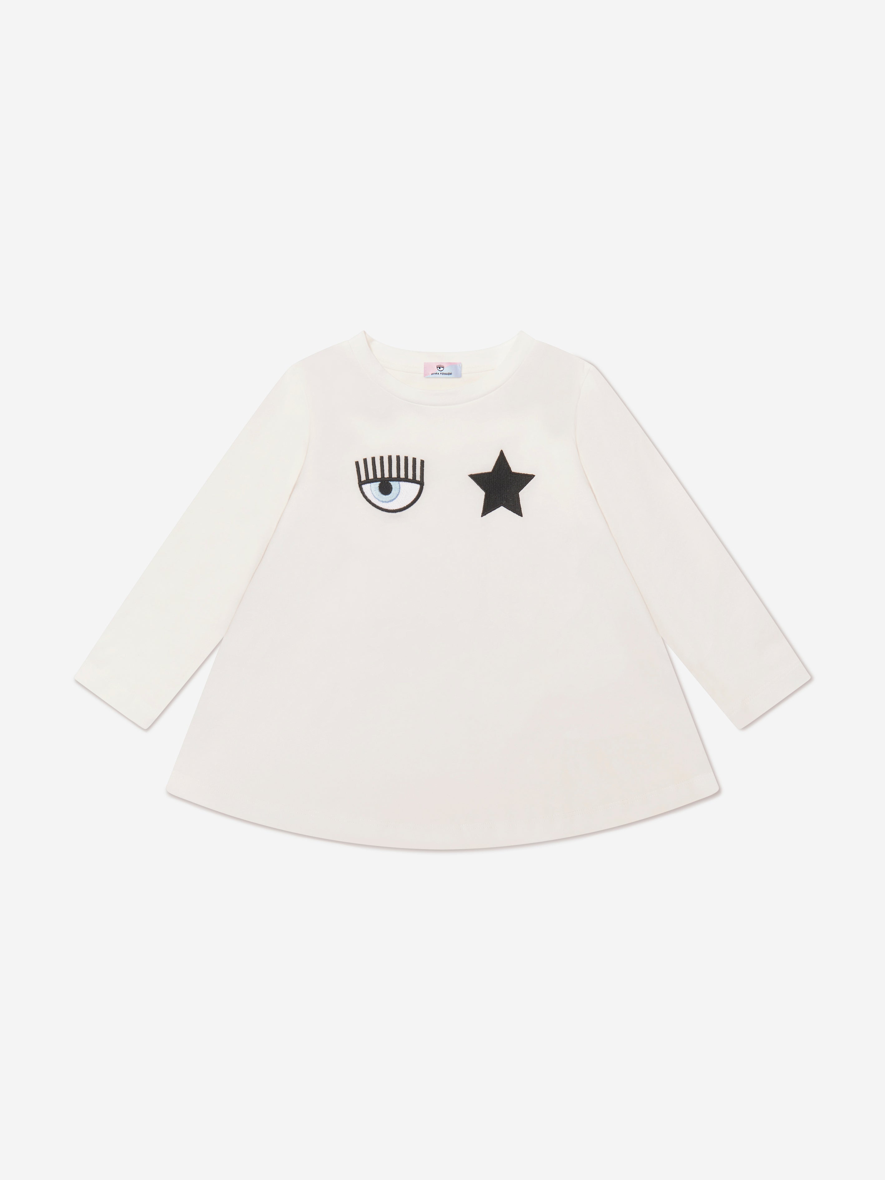 Chiara Ferragni Babies' Girls Long Sleeve Eyestar Maxi T-shirt 8 Yrs Ivory