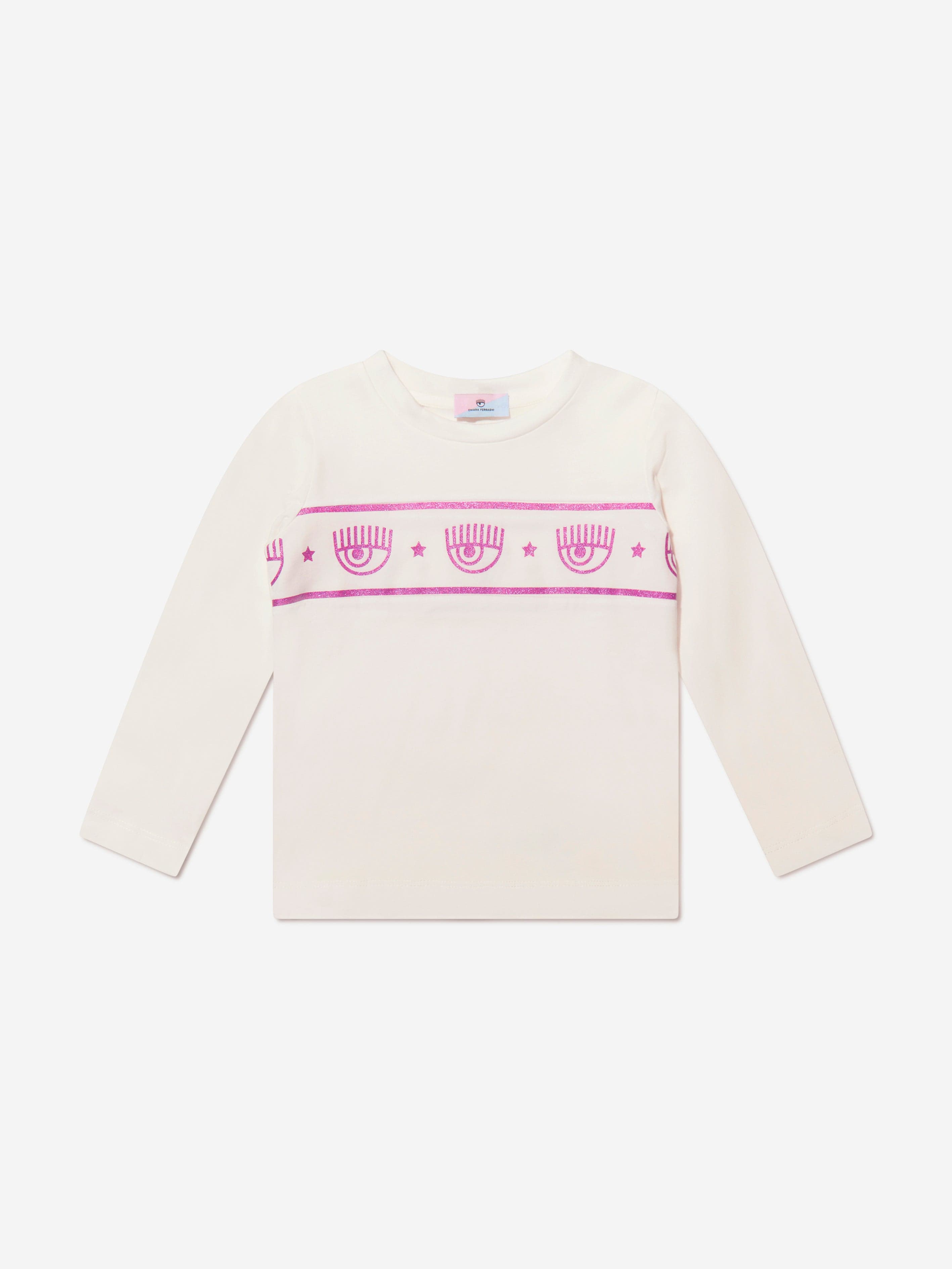 Chiara Ferragni Babies' Girls Long Sleeve Eyestar Logo T-shirt 3 Yrs Ivory