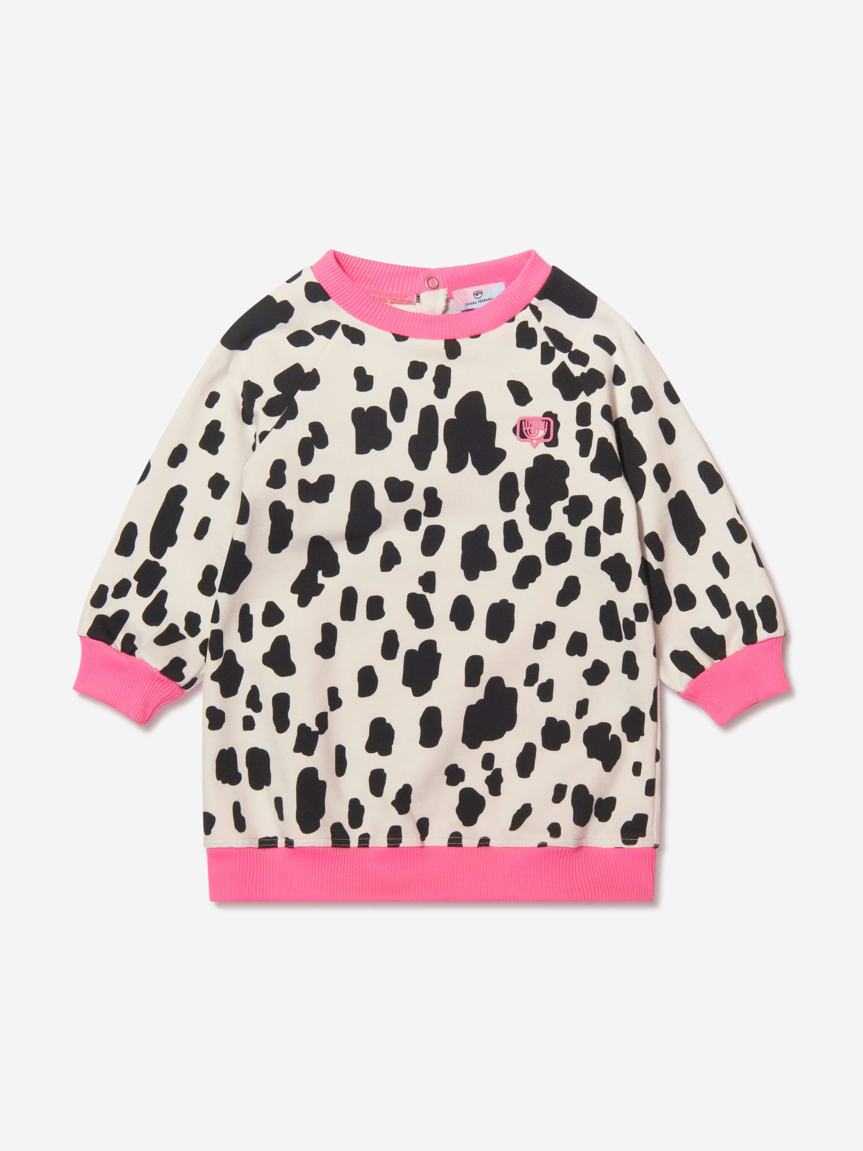 Chiara Ferragni Baby Girls Dalmation Sweater Dress 12 Mths White