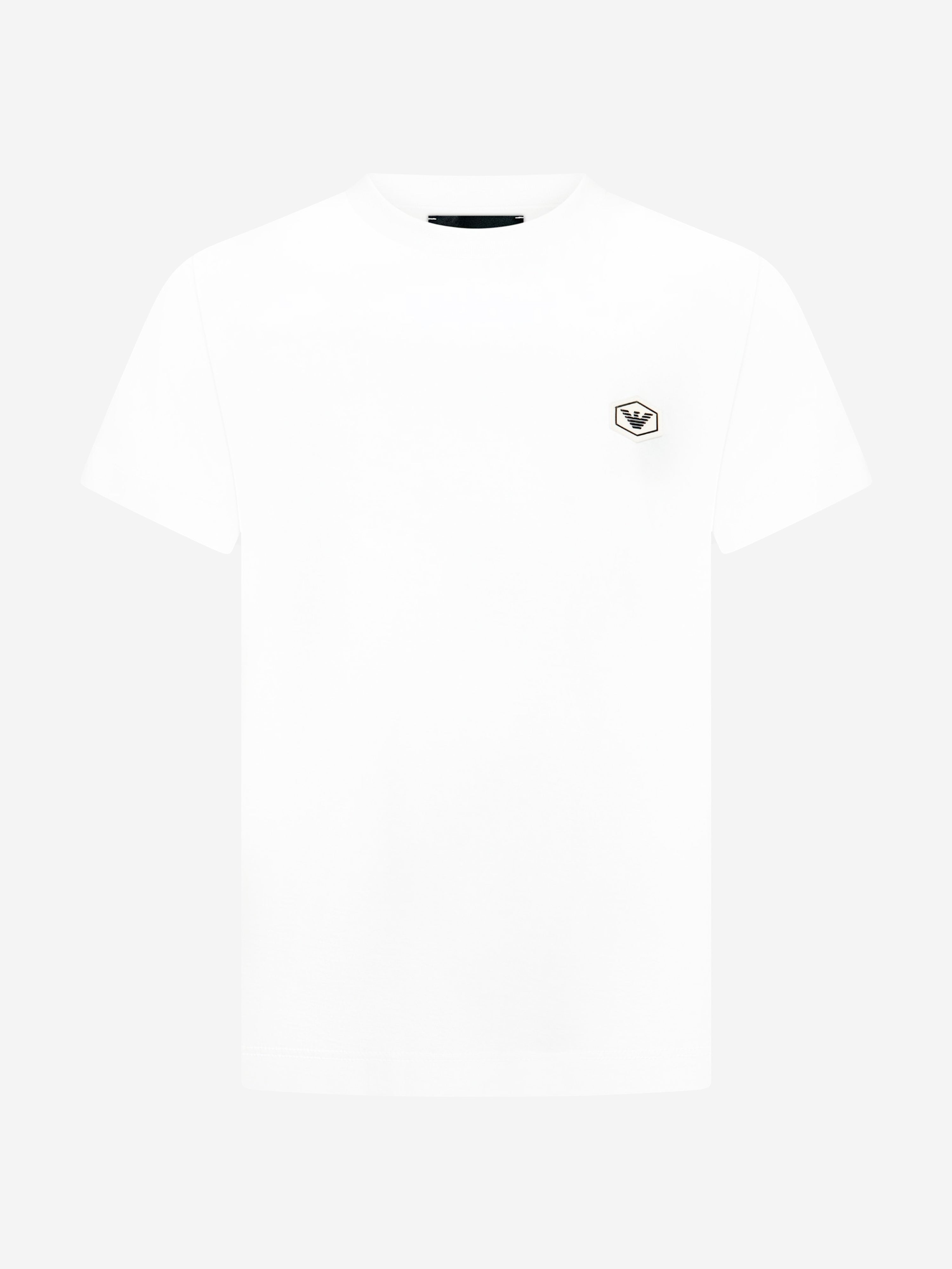Emporio Armani Kids' Boys Cotton Jersey Branded T-shirt 7 Yrs White