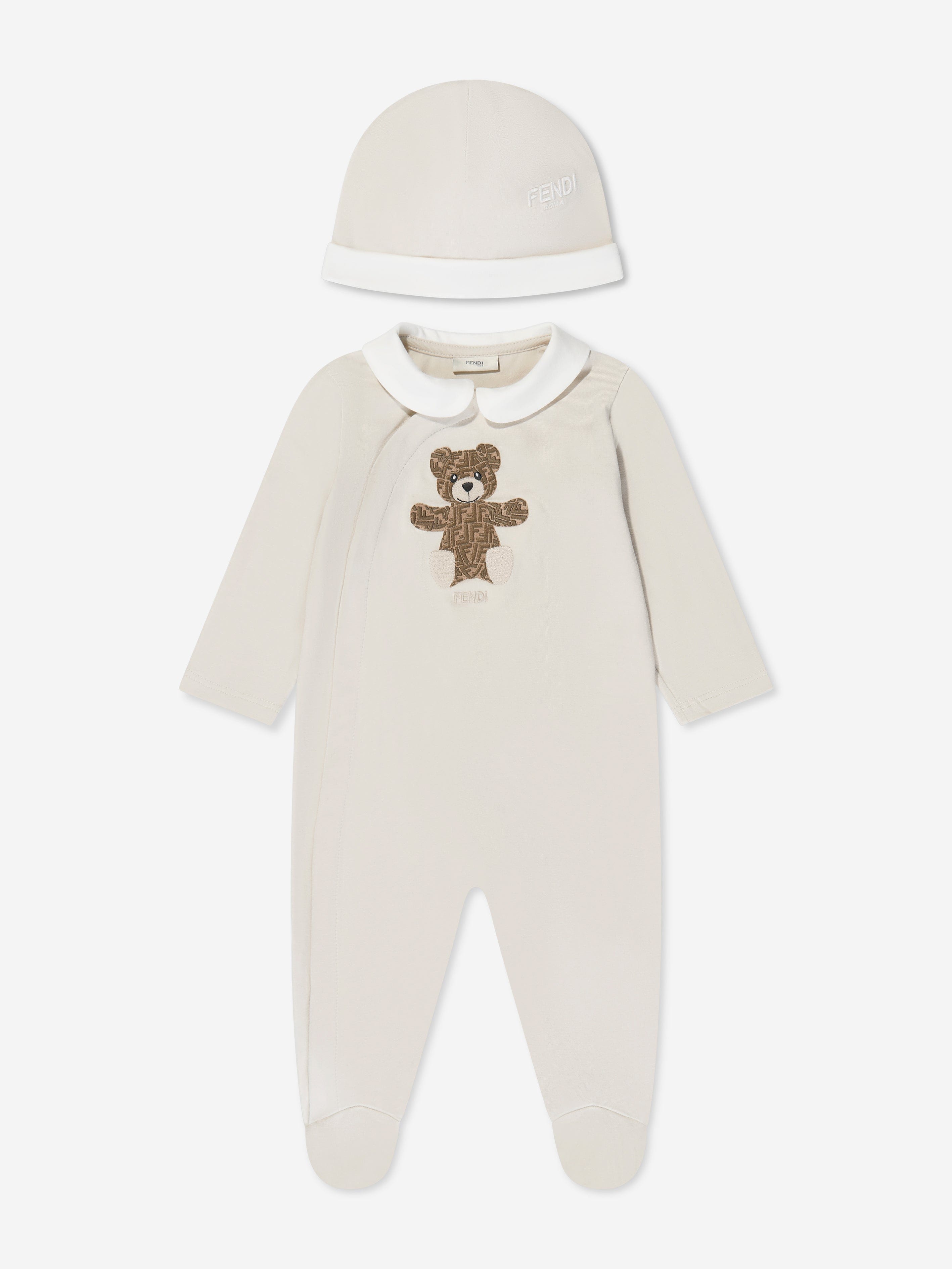 Fendi Baby Bear Babygrow Gift Set (2 Piece) In Brown