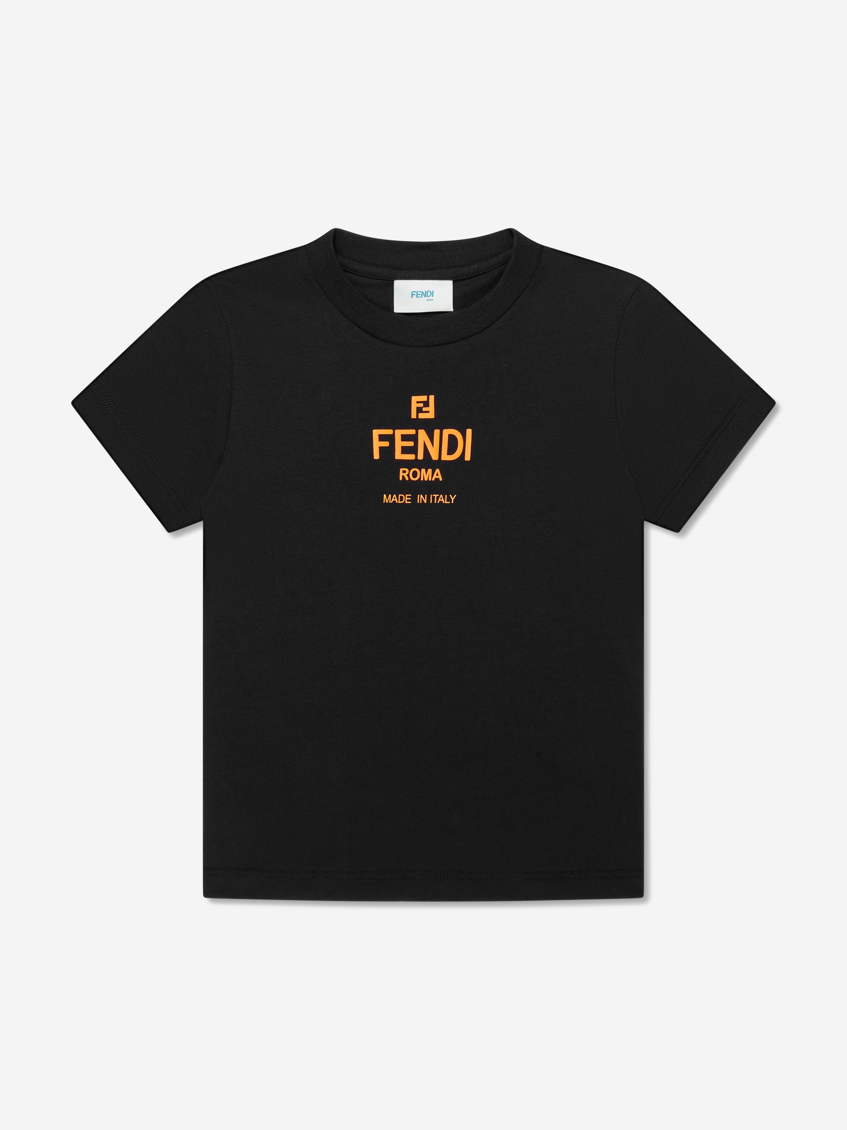 Fendi Kids Logo T-shirt In Black