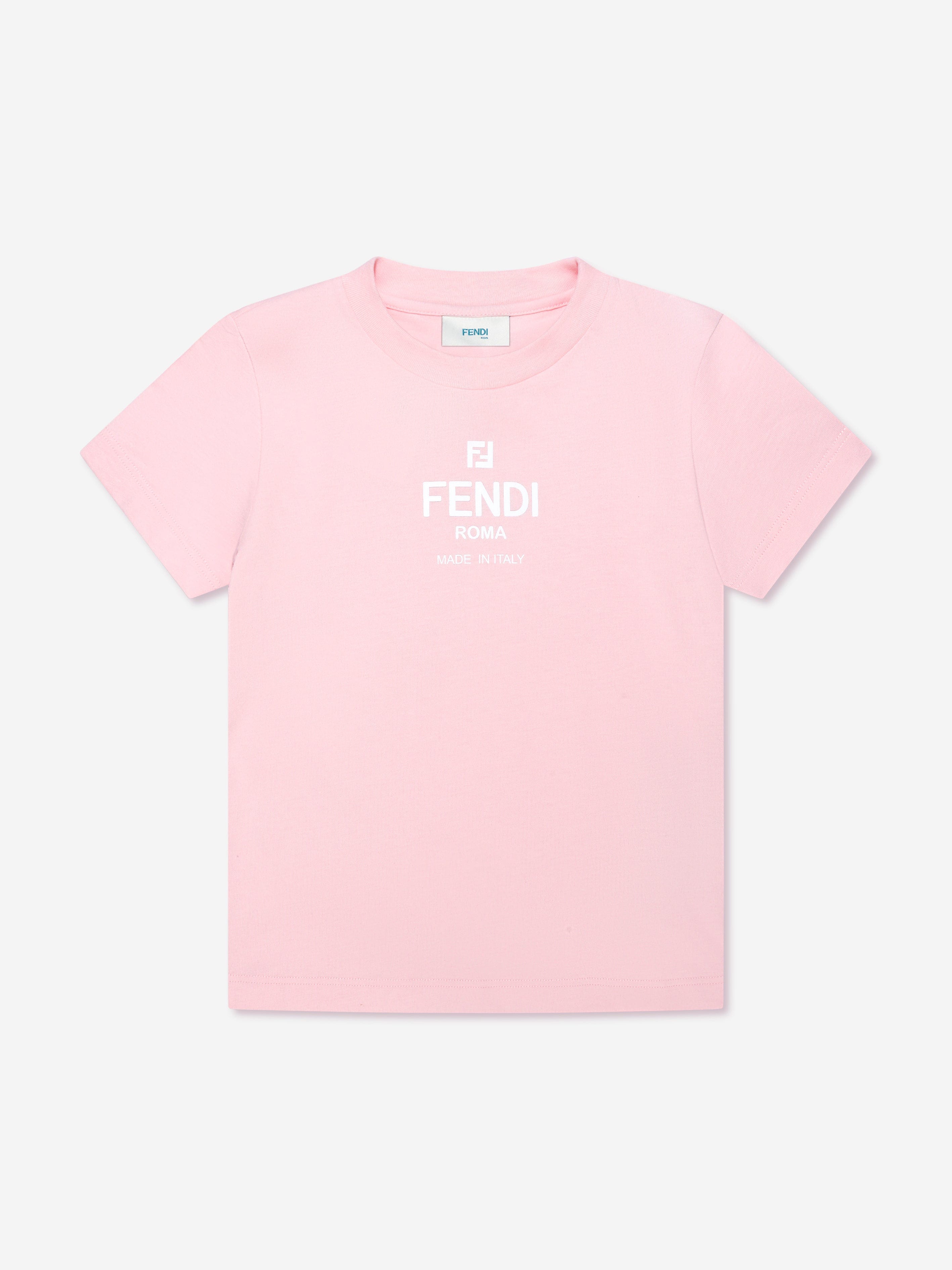 Fendi Kids' Girls Logo T-shirt In White