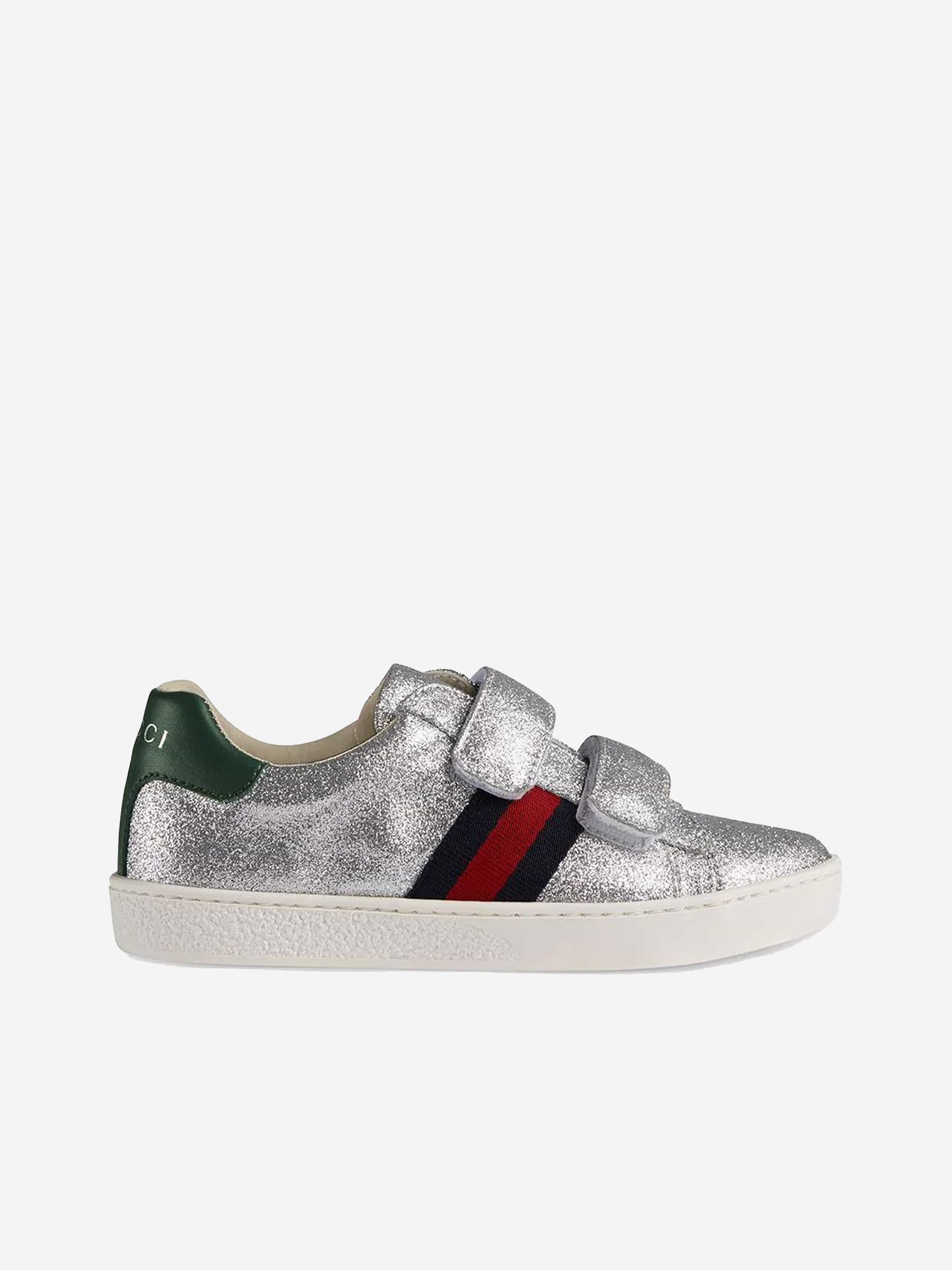 Gucci Babies' Gg Supreme Trainers Eu 20 Uk 4 Silver In Gray