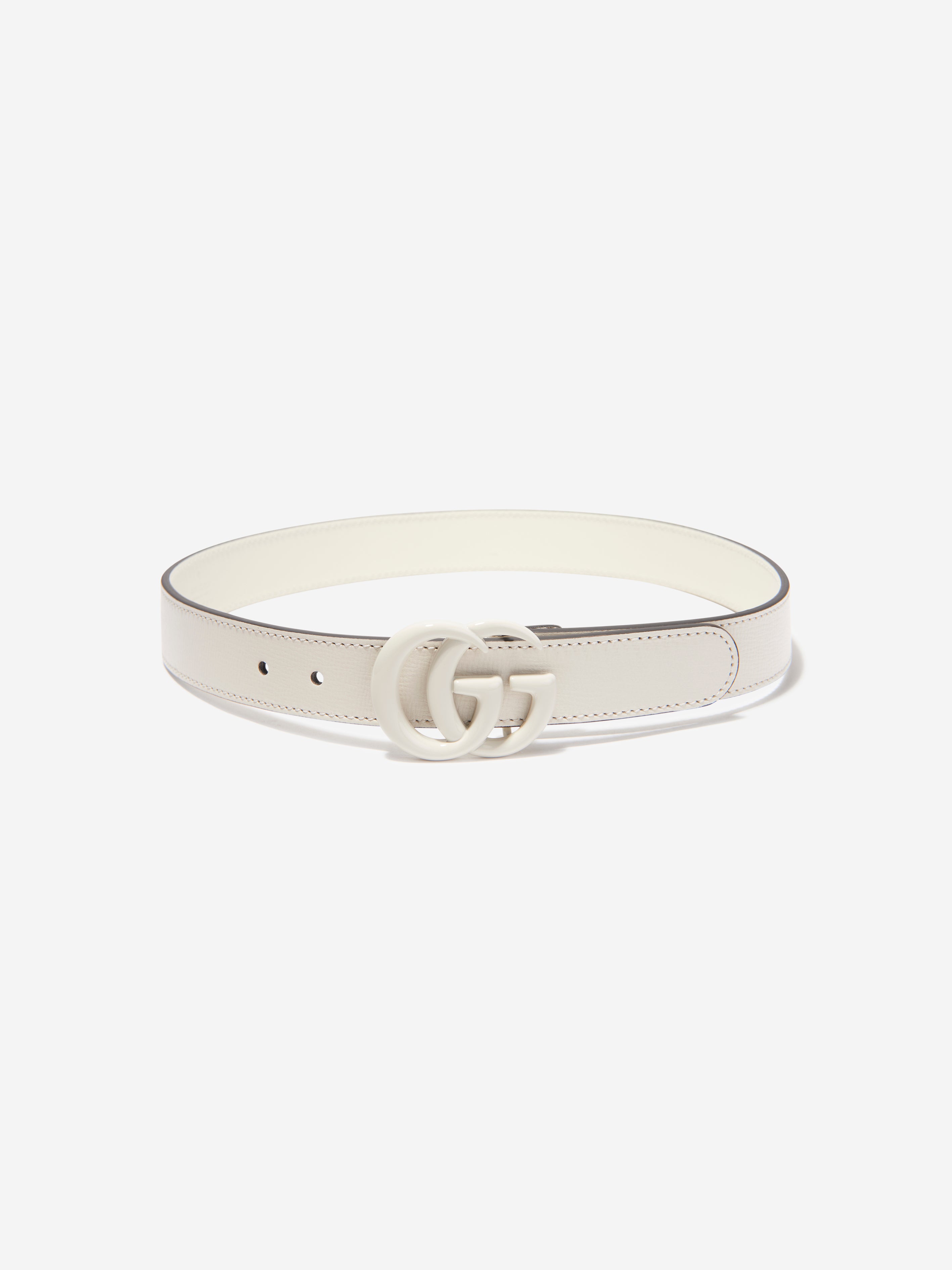 Gucci Gg Logo-buckle Leather Belt In White