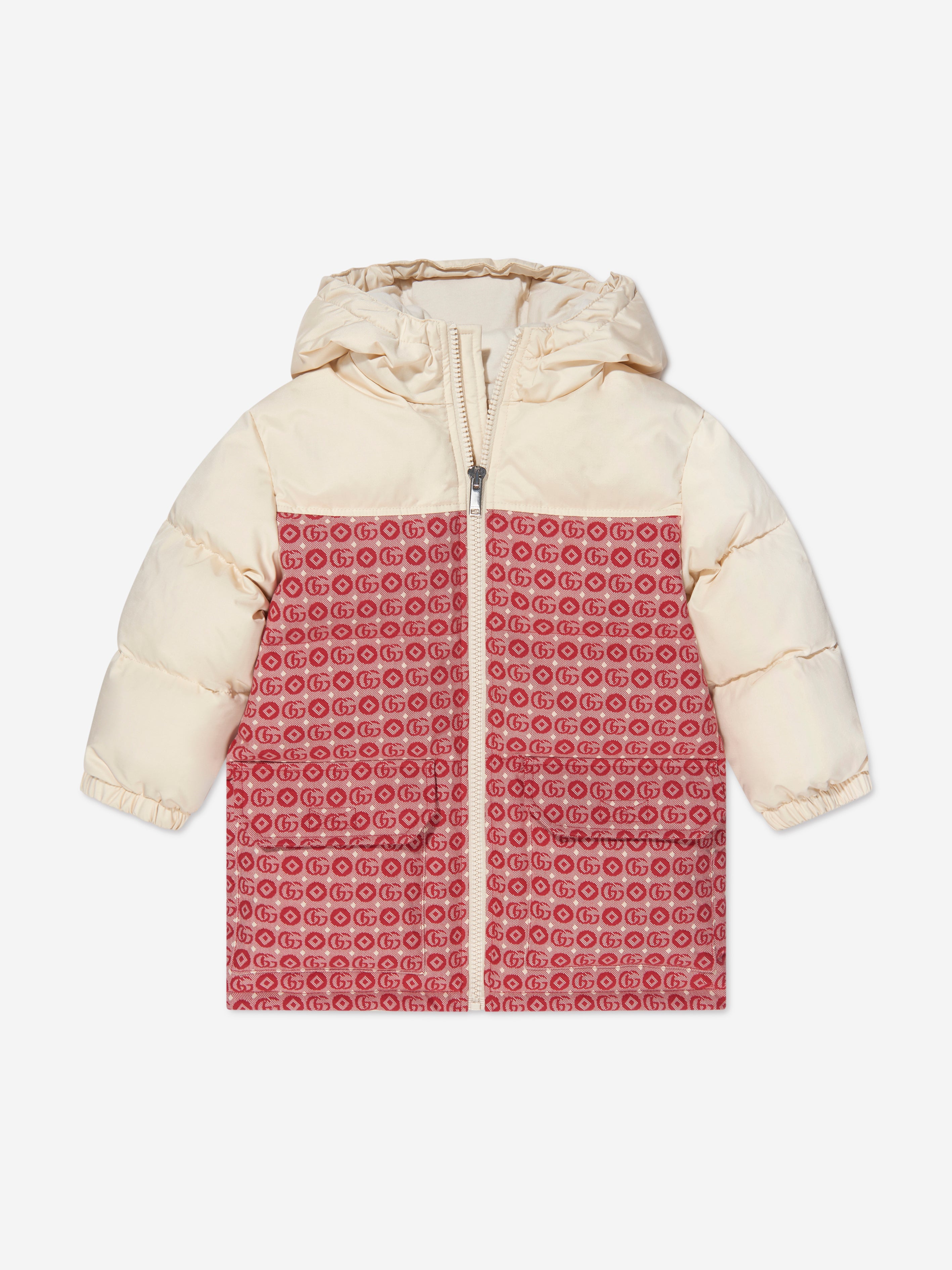 Gucci Baby Down Padded Gg Logo Jacket In Red