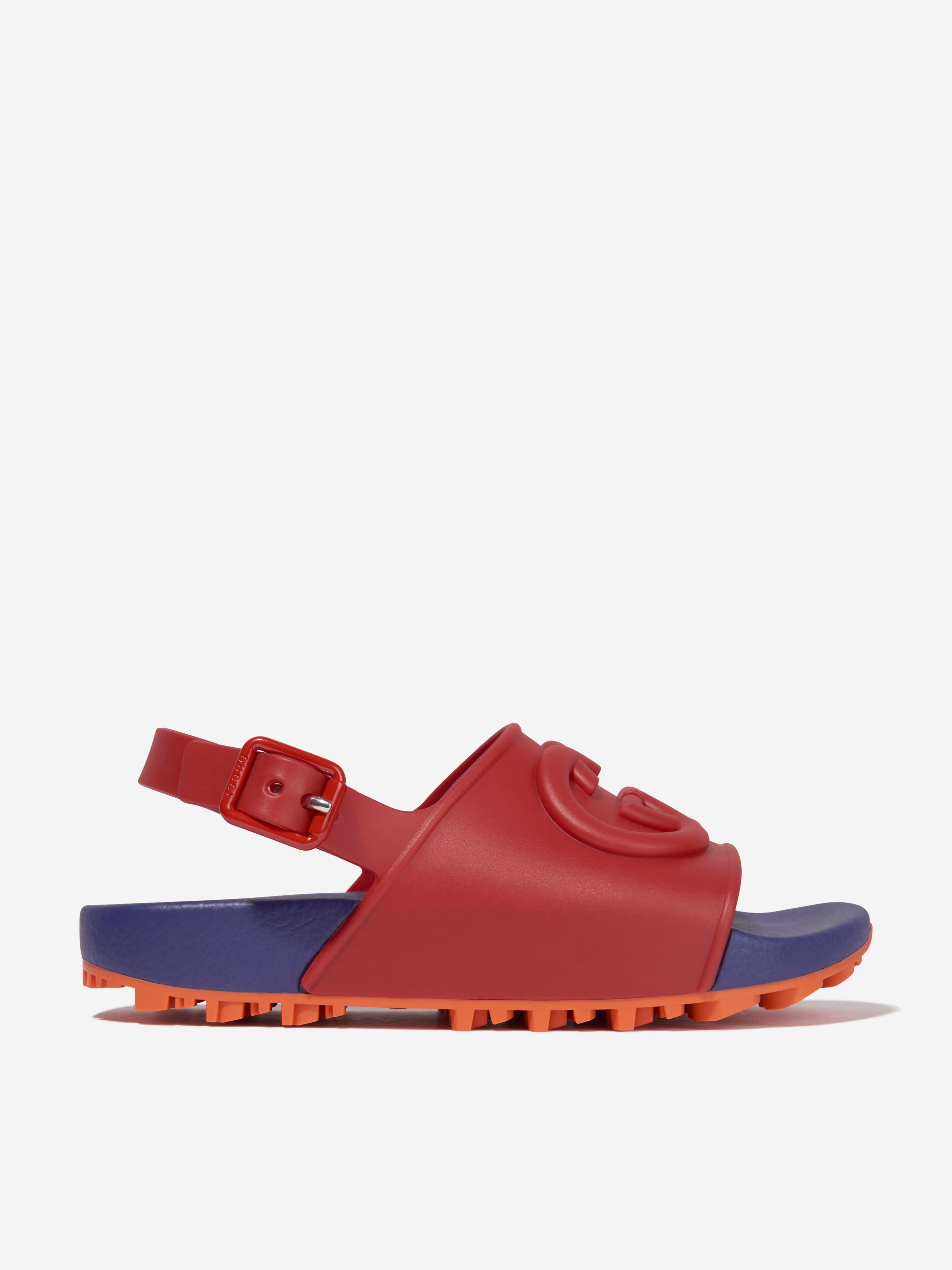 Gucci Kids Gg Rubber Sandals In Red