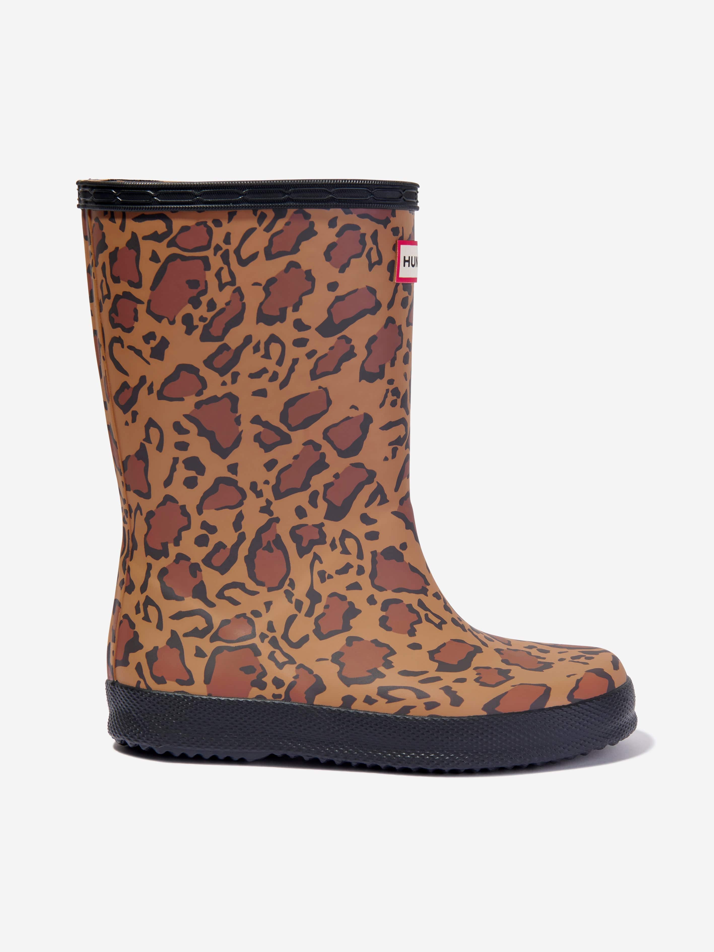 Hunter Babies' Girls Original First Classic Leopard Boots In Gray