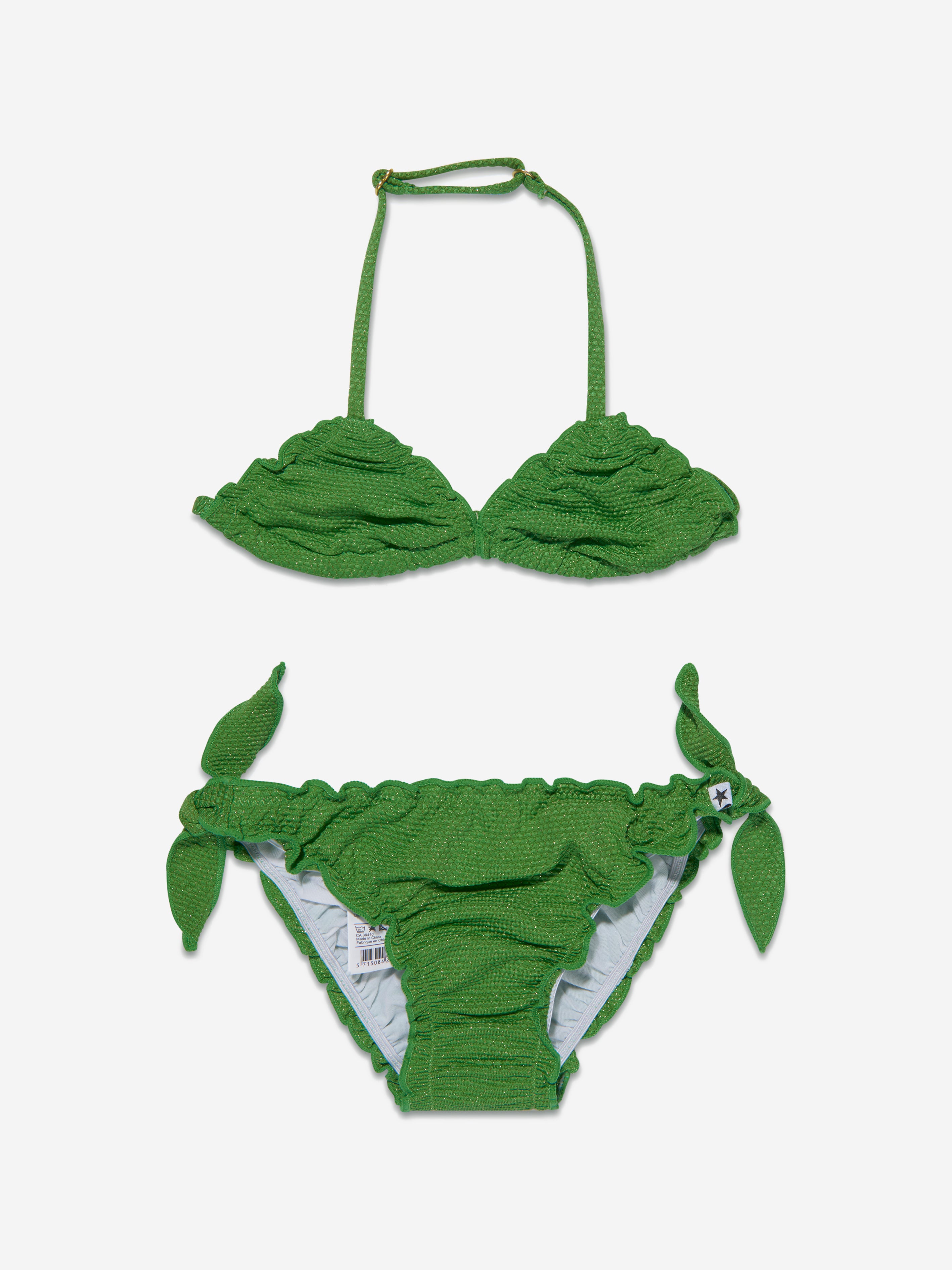 Girls Ruched Neola Bikini In Green – Childsplay Clothing