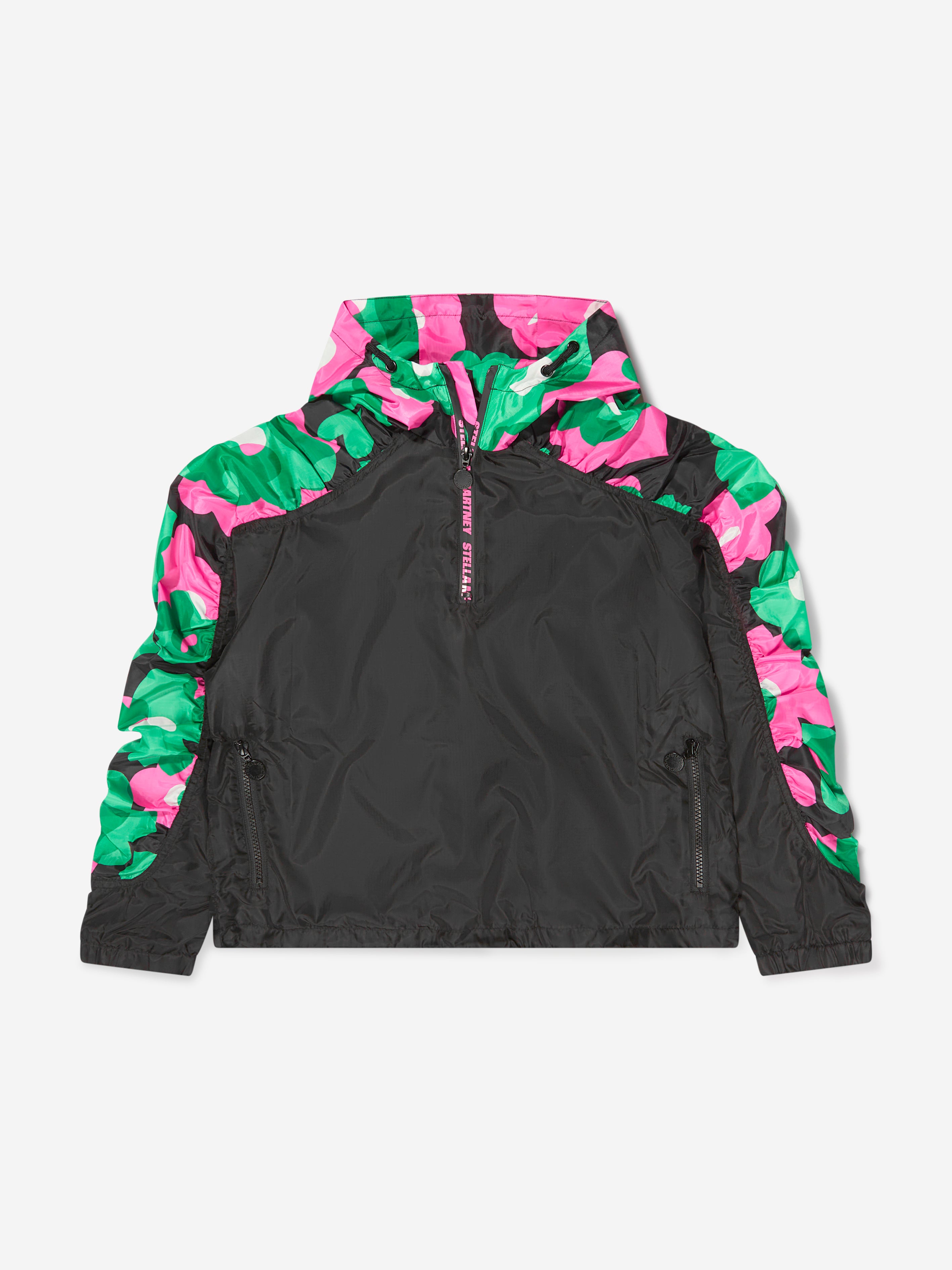 Stella Mccartney Kids' Girls Floral Detail Windbreaker 14 Yrs Black