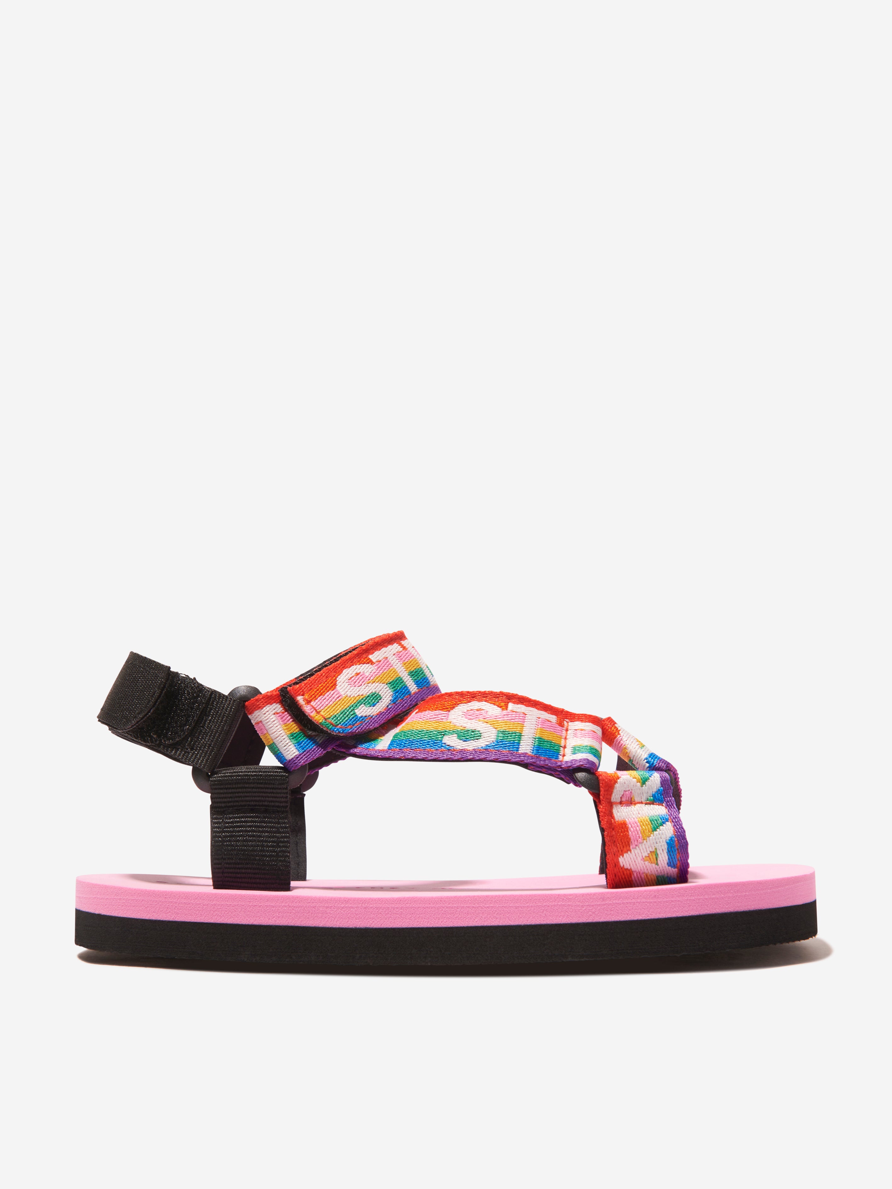 Stella Mccartney Kids' Girls Logo Strap Sandals In Pink