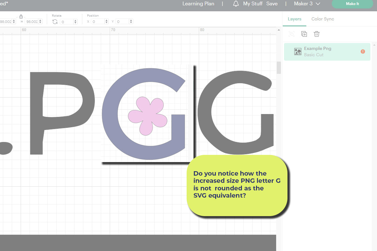 the difference when working with svg and png in cricut design space