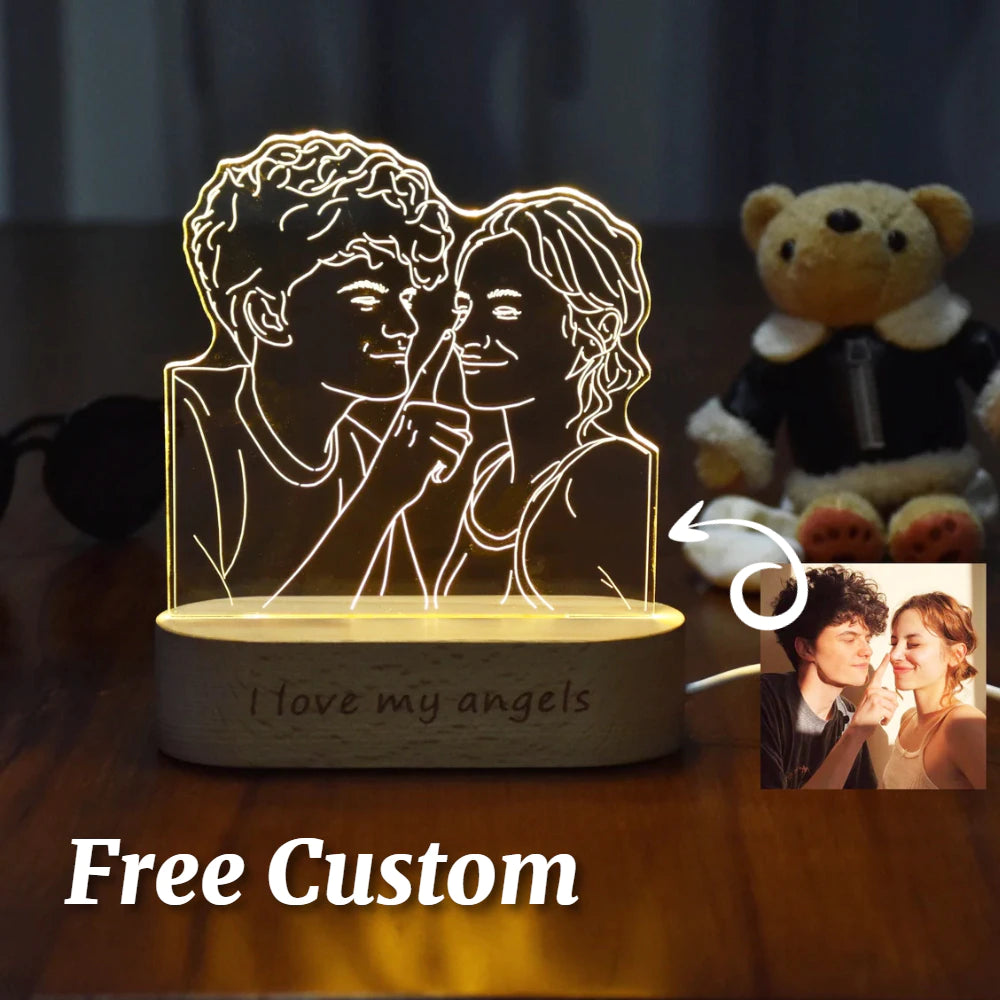 My photo is a product made of plexiglass and has the customer's photo engraved on it, which is illuminated by the plexiglass