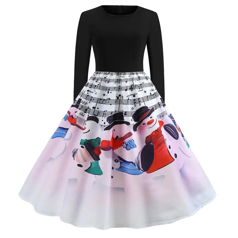 Floral Vintage A-Line Christmas Dress for Women - Image 90