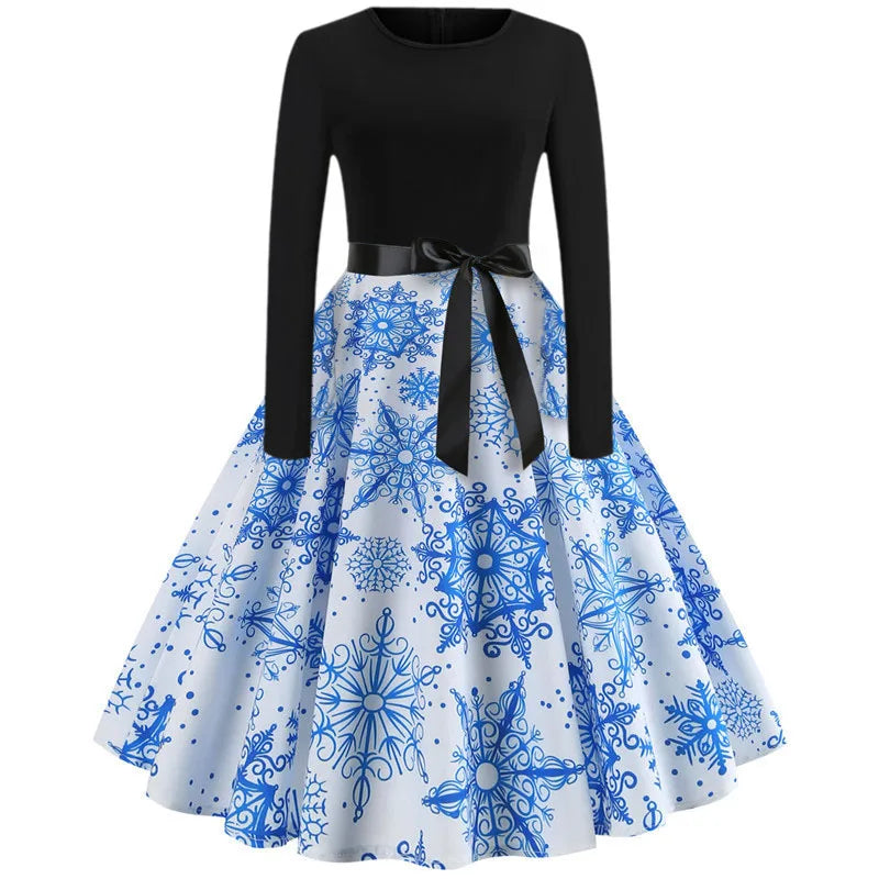 Floral Vintage A-Line Christmas Dress for Women - Image 42