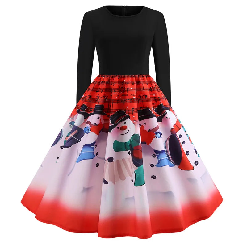 Floral Vintage A-Line Christmas Dress for Women - Image 94