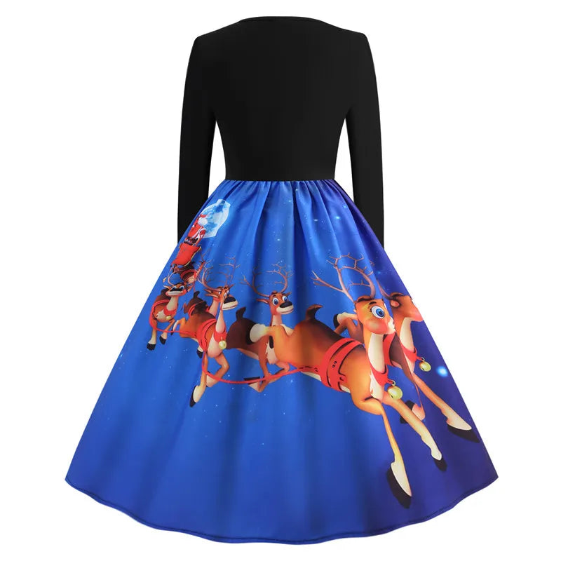 Floral Vintage A-Line Christmas Dress for Women - Image 104