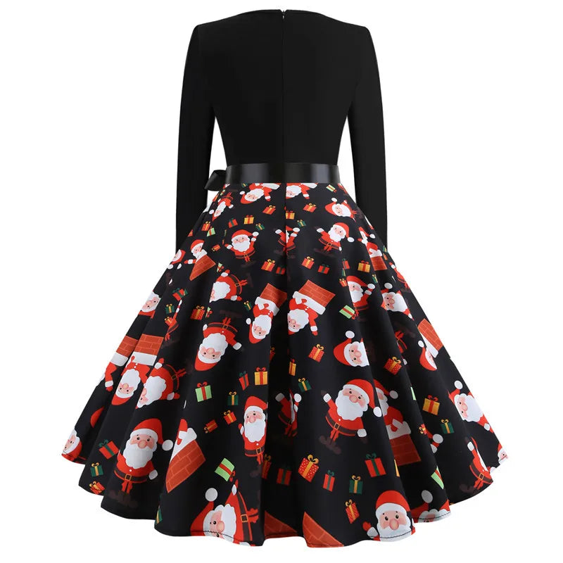 Floral Vintage A-Line Christmas Dress for Women - Image 67